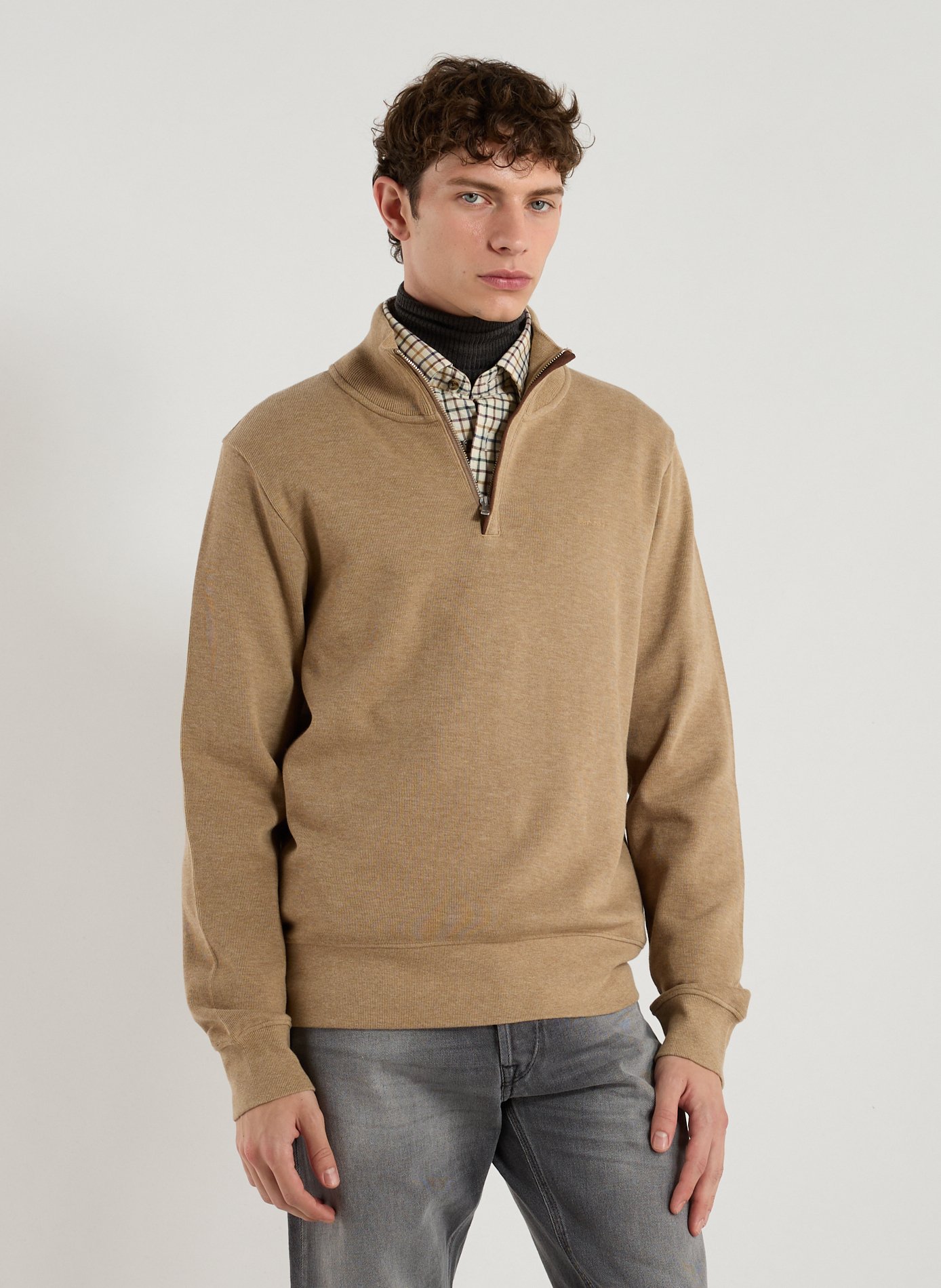 GANT Pull à col zippé en coton  Beige