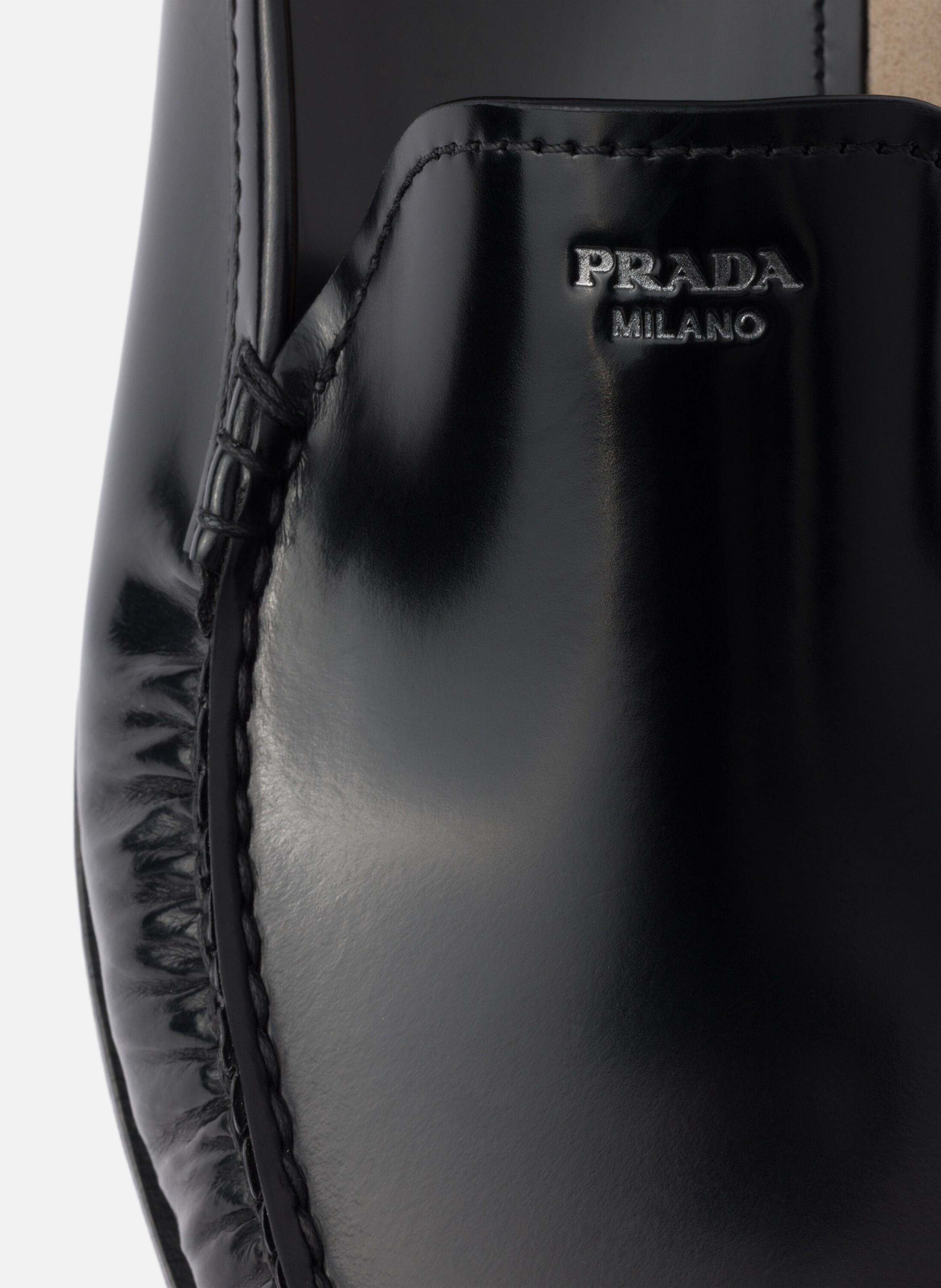 Mocassins en cuir brossé PRADA Noir