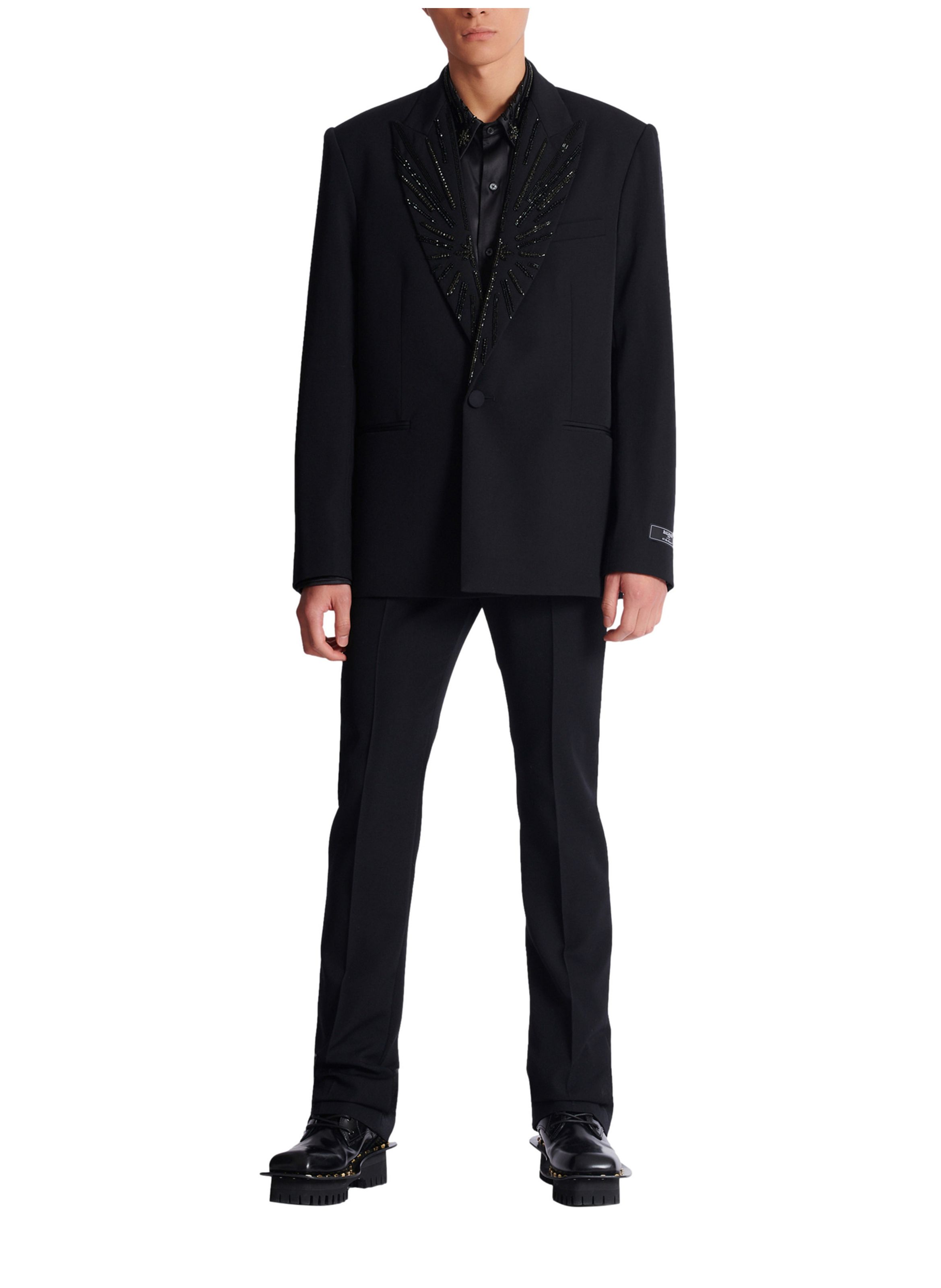 Veste 1 bouton en grain de poudre Noir