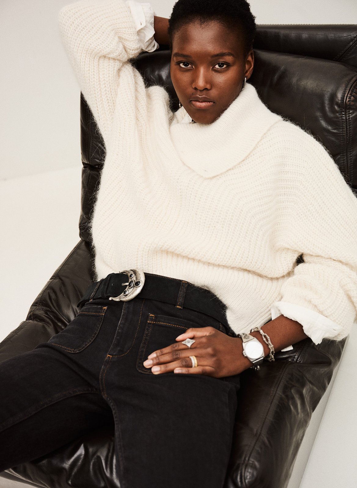 Pull col roulé en laine mélangée roumane BA&SH Beige