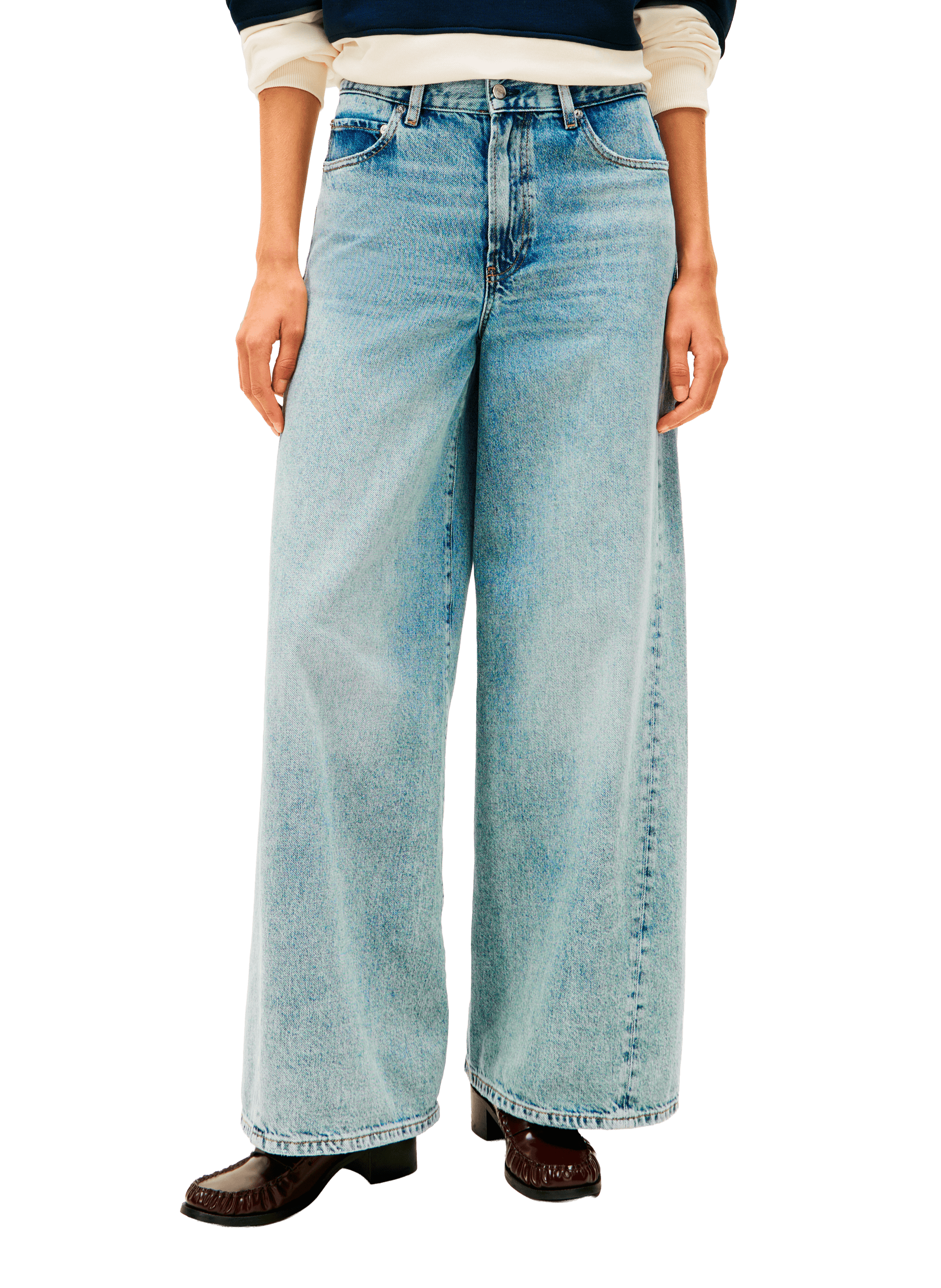 Jean ample en denim de coton TOMMY HILFIGER Bleu