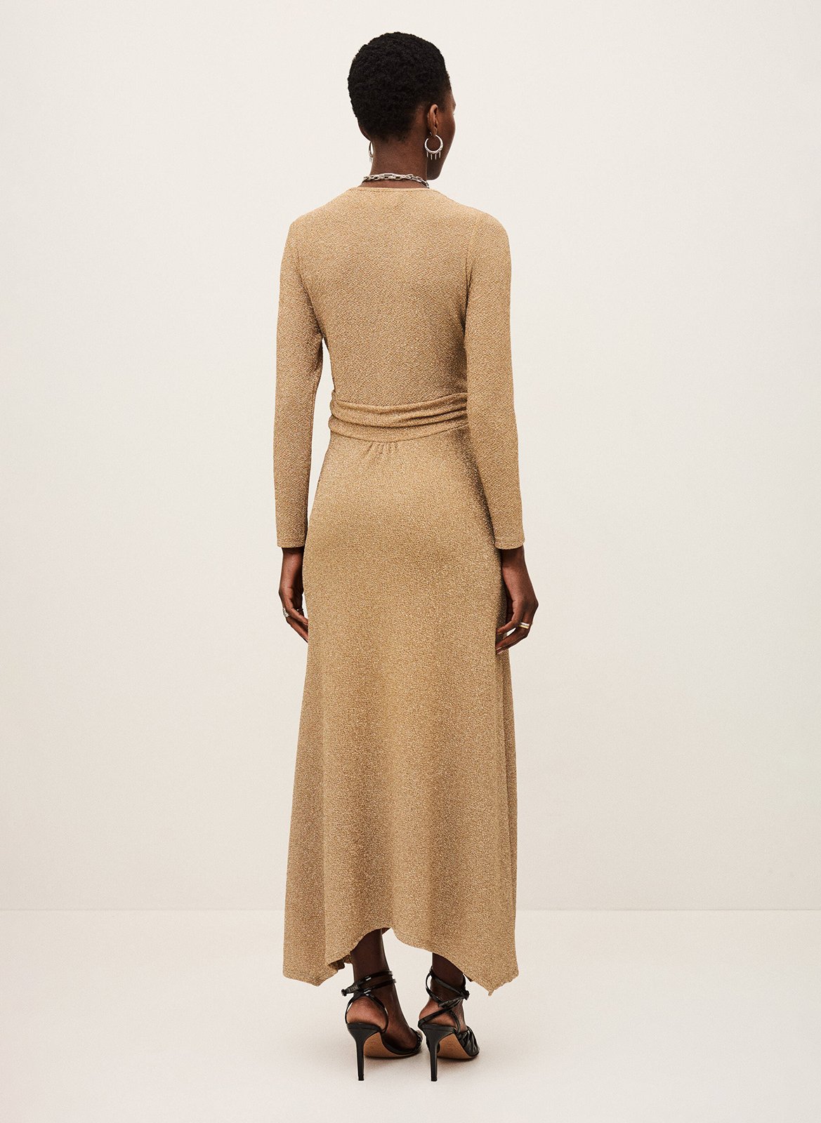 Robe longue col v pailletée brady BA&SH Doré