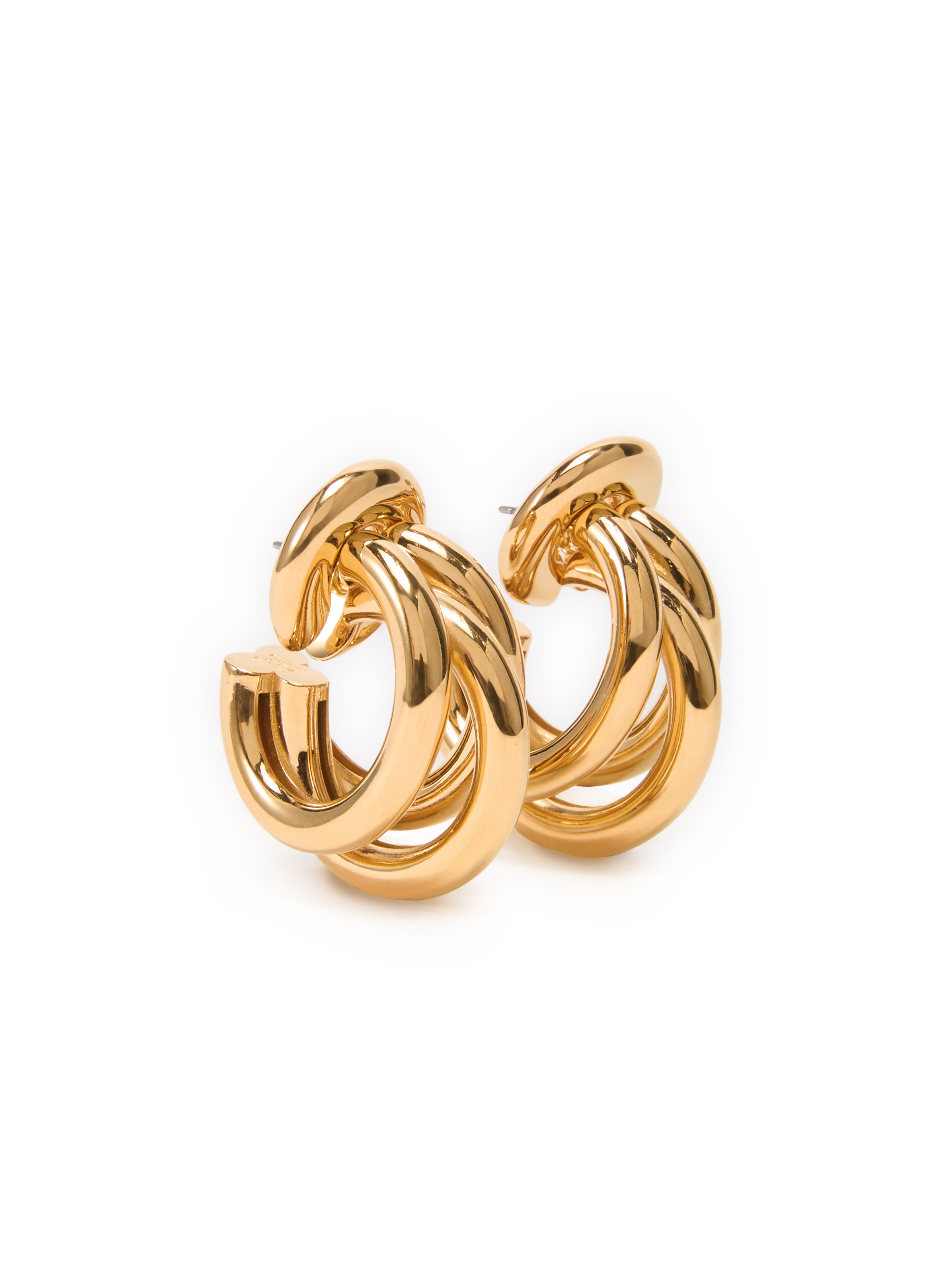 RABANNE Brass hoops and ear cuffs Golden