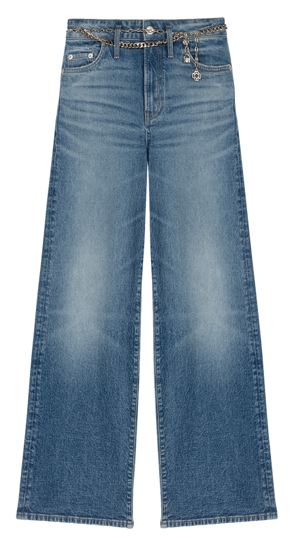 Jean large en denim de coton MAJE Bleu