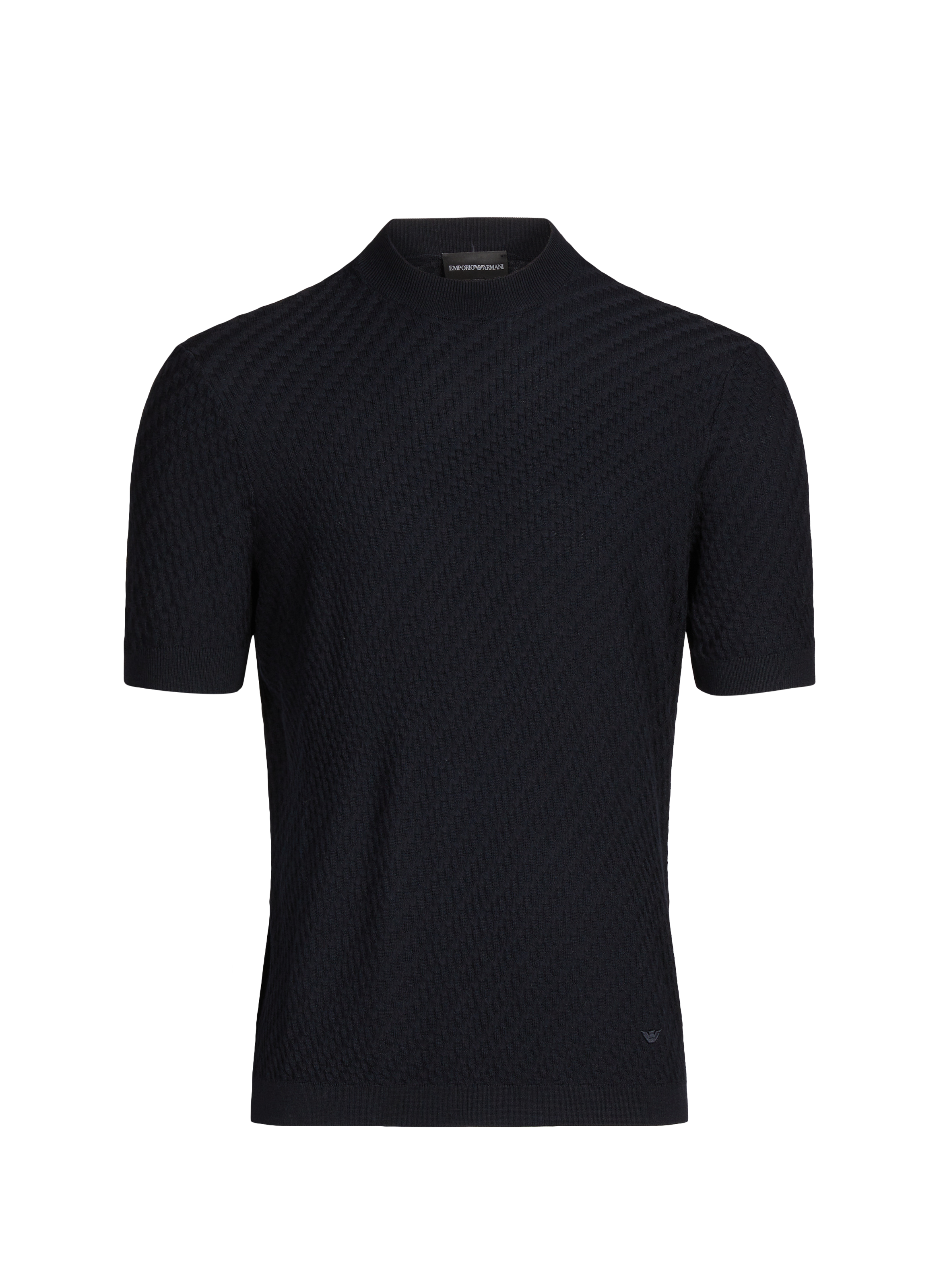 T-shirt à col rond en laine vierge EMPORIO ARMANI Bleu