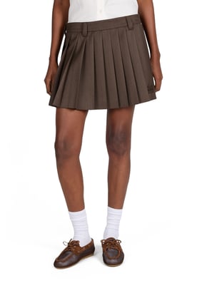 Short pleated skirt in virgin wool Brown Miu miu - Women | Printemps Short pleated skirt in virgin wool Brown Miu miu - Women | Printemps