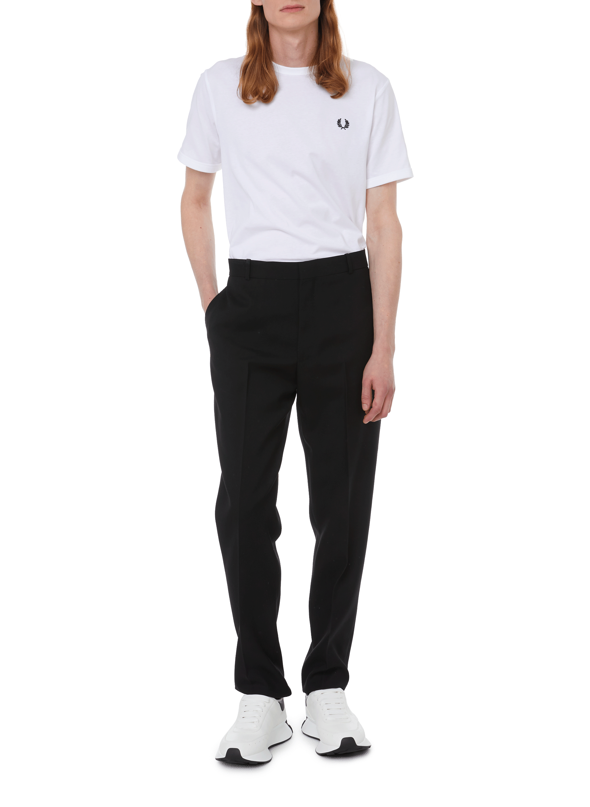 T-shirt à bordures contrastantes en coton FRED PERRY Blanc