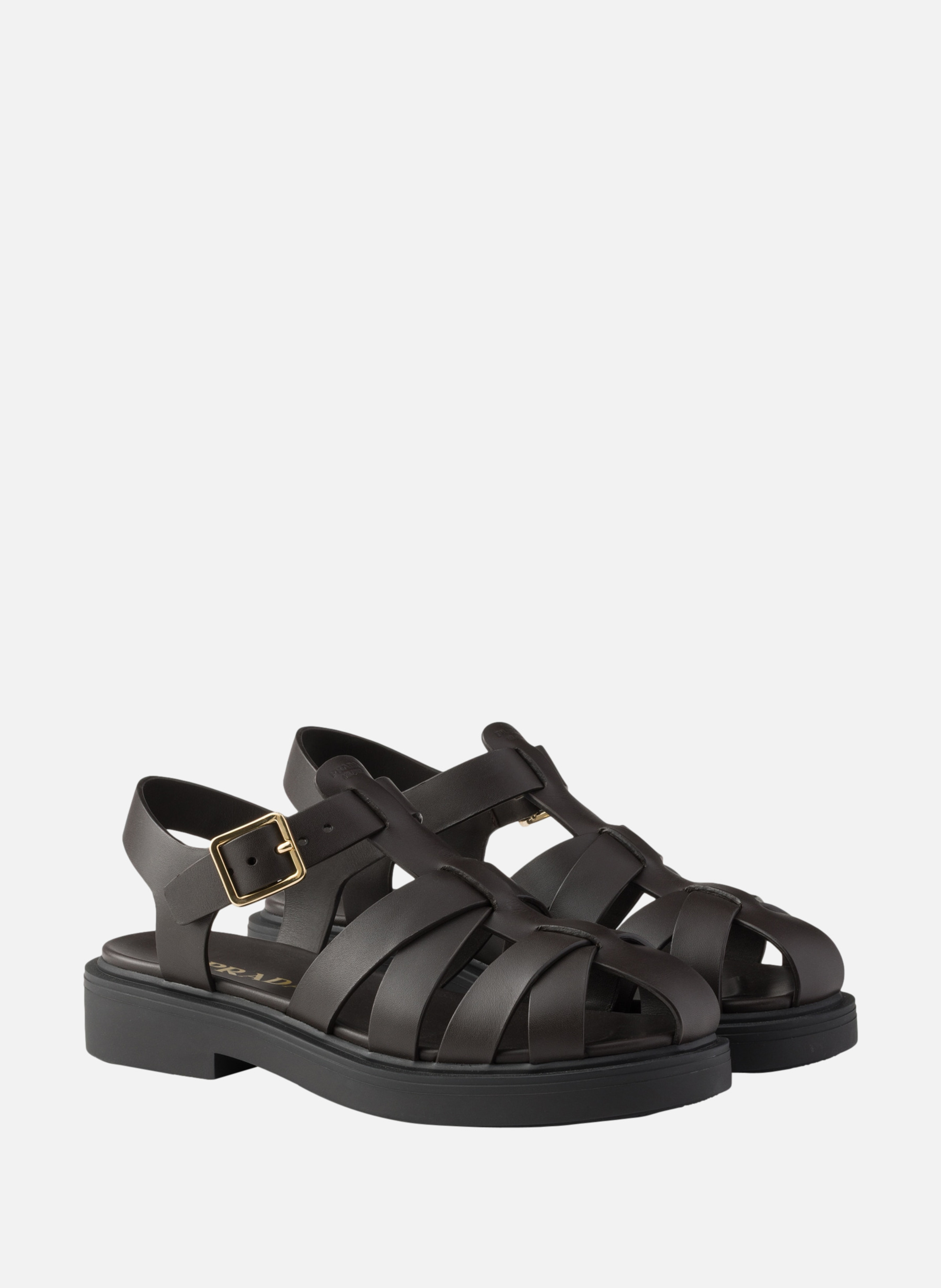 Sandales de pêcheur en cuir PRADA Marron