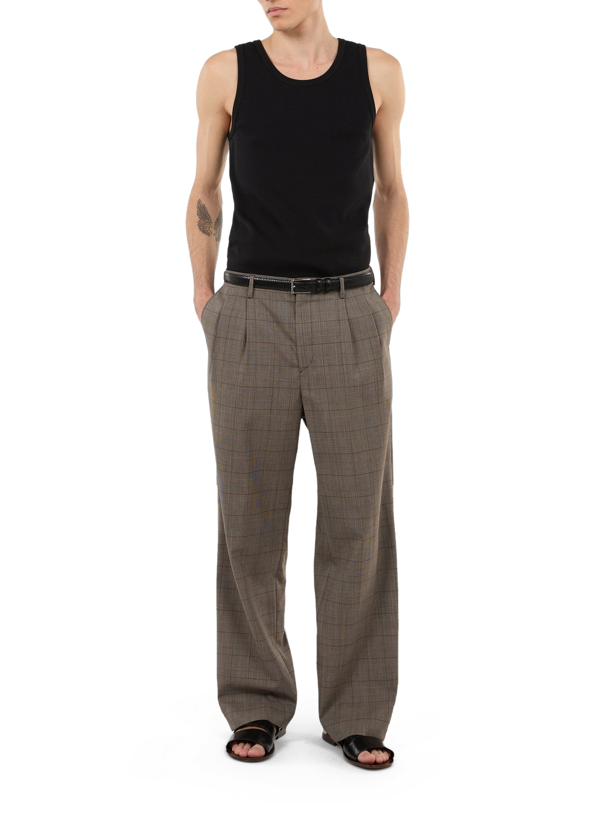 Straight round neck cotton tank top SAISON 1865 Black