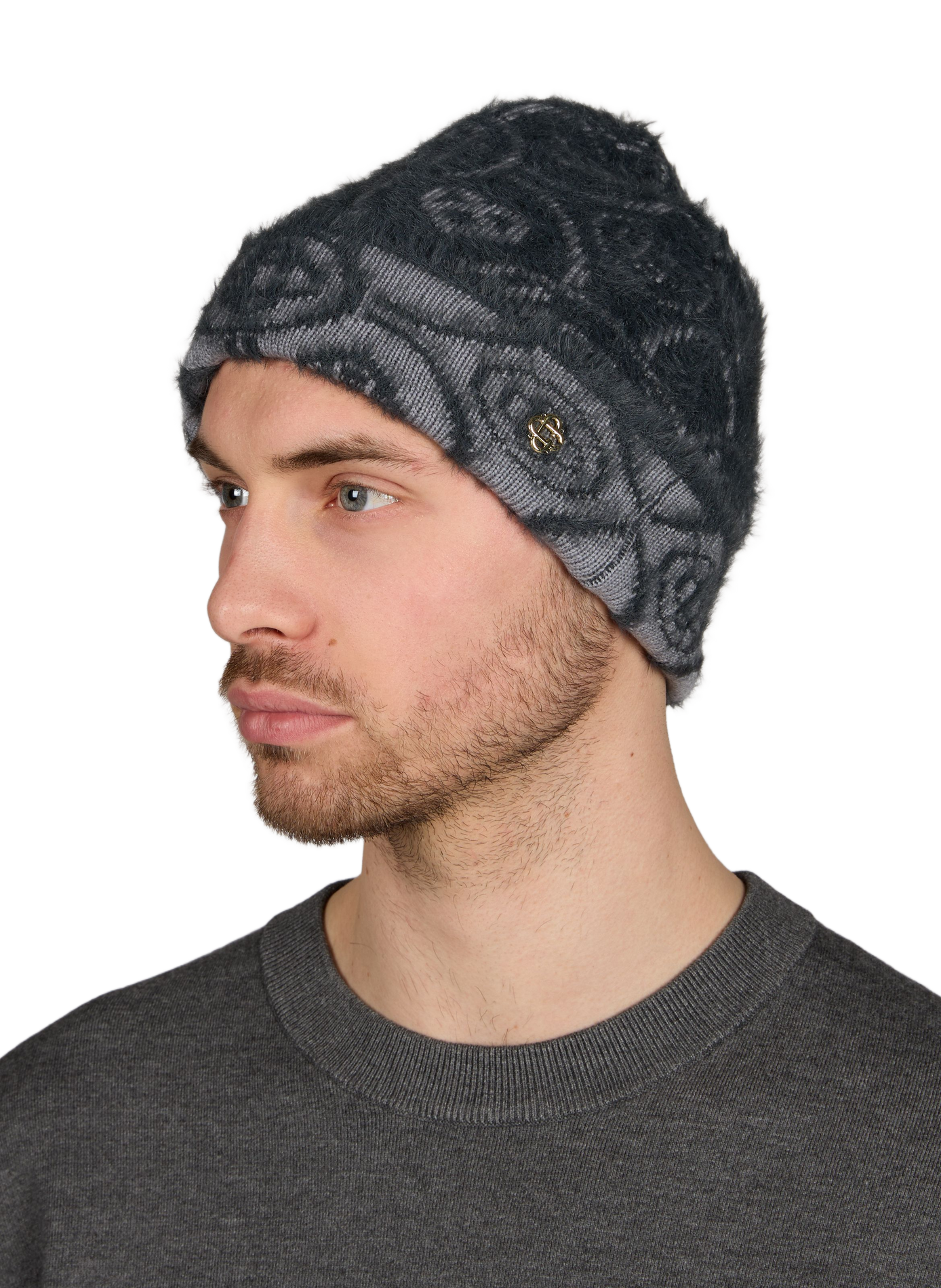 Logo beanie in blended merino wool CASABLANCA PARIS Grey