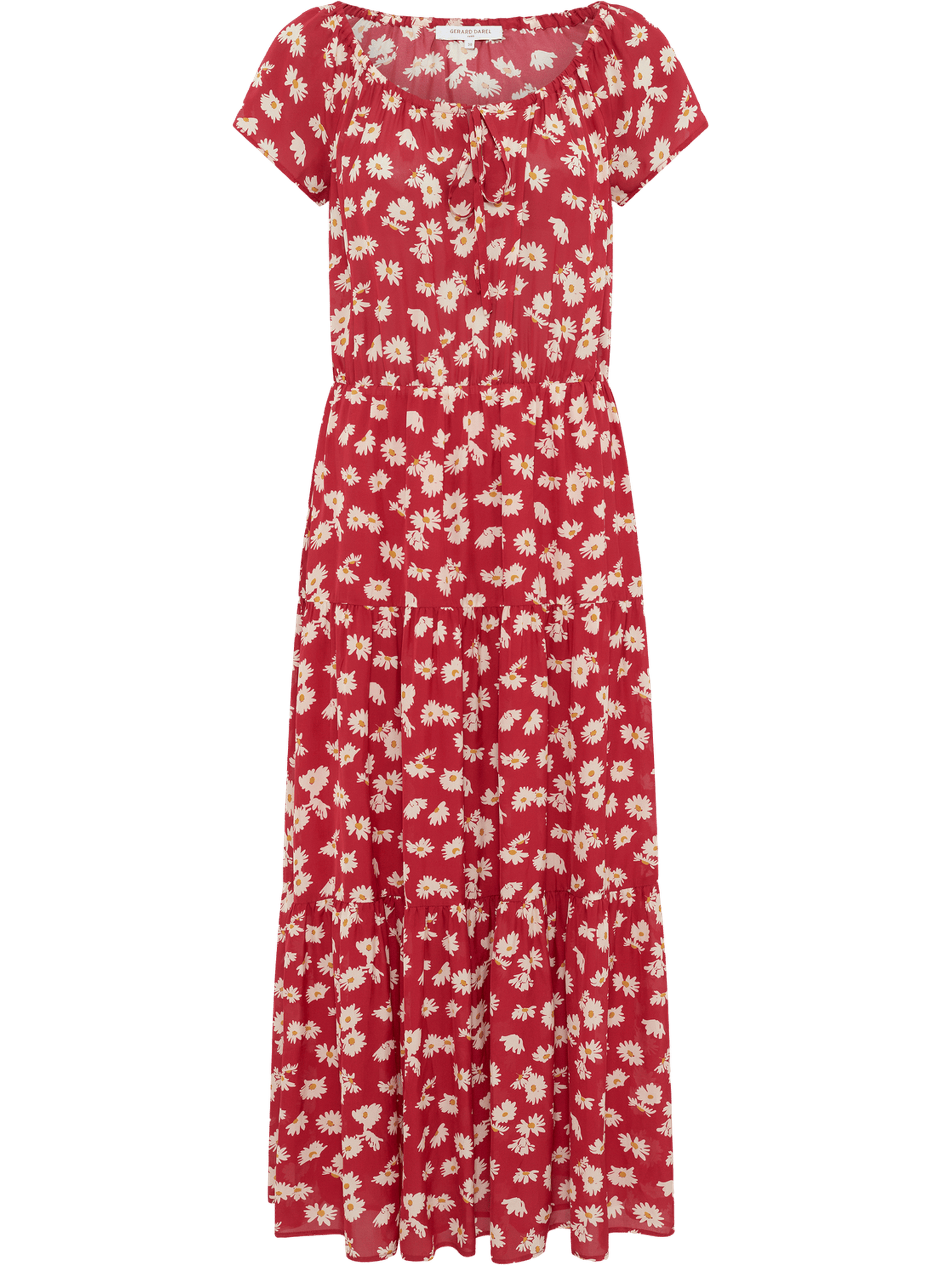 Robe longue plissée à fleurs - rifka GERARD DAREL Rouge