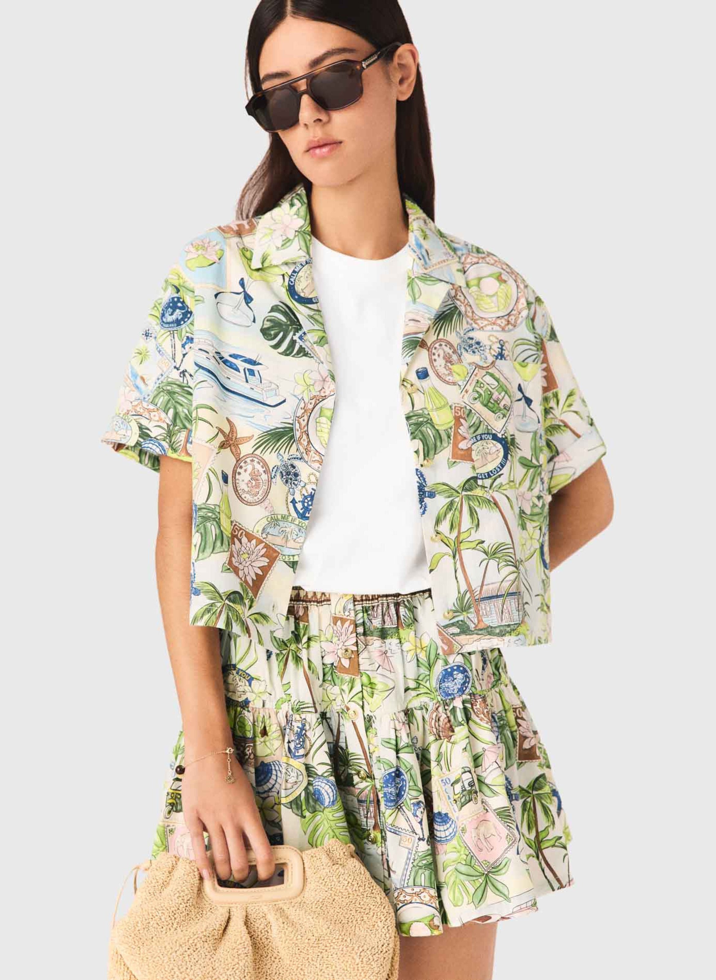 Chemise courte ample imprimée MAJE Multicolore