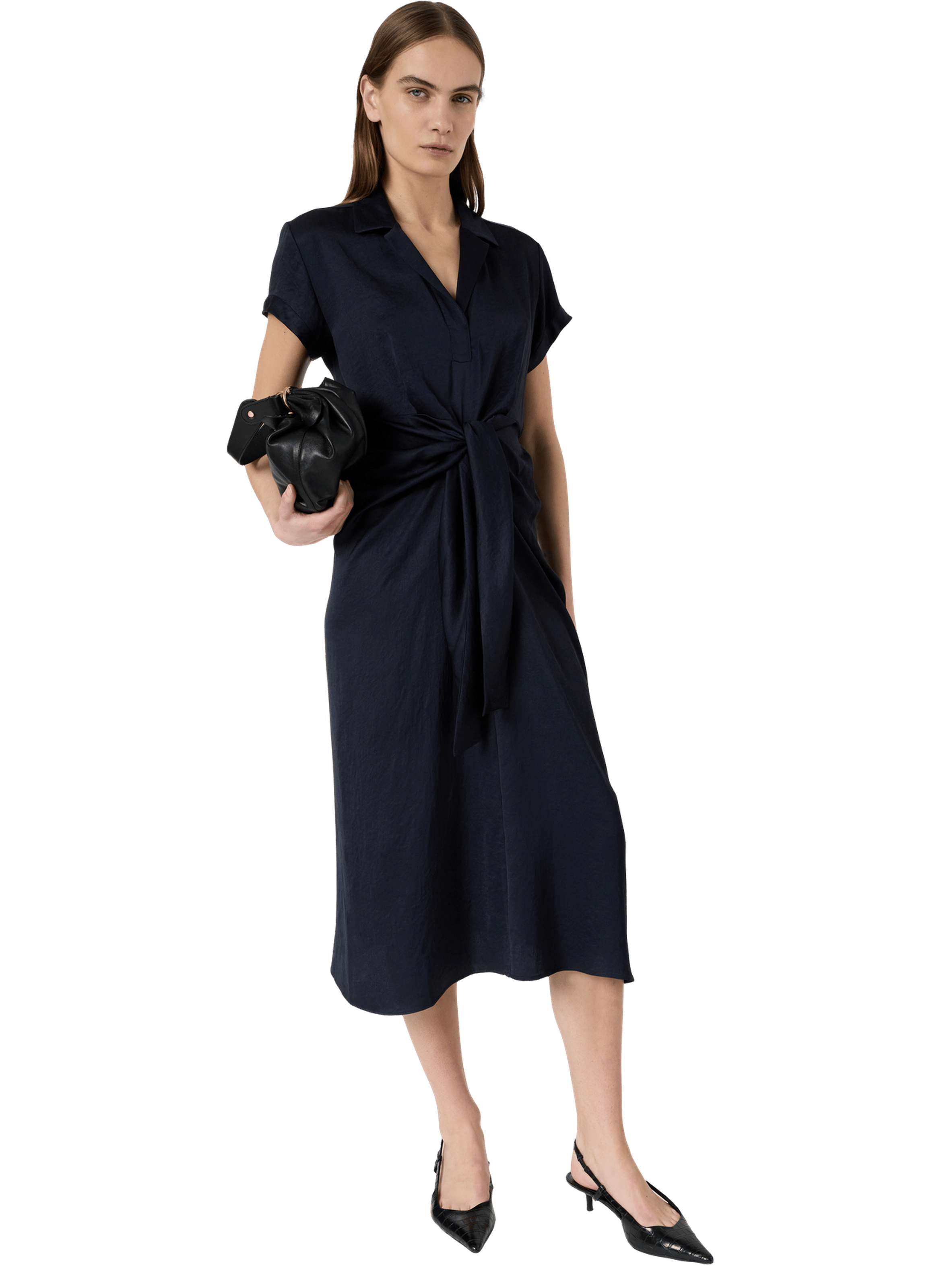 Robe midi fluide à col tailleur - rosy GERARD DAREL Bleu