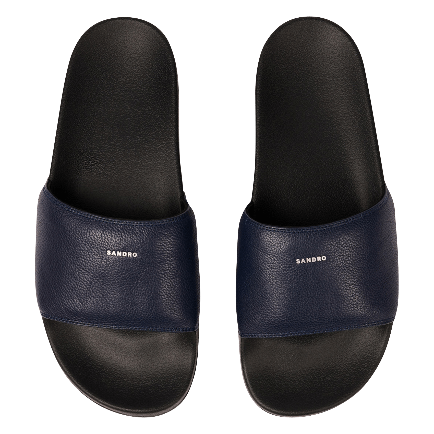 Sandales plates en cuir grainé SANDRO Bleu