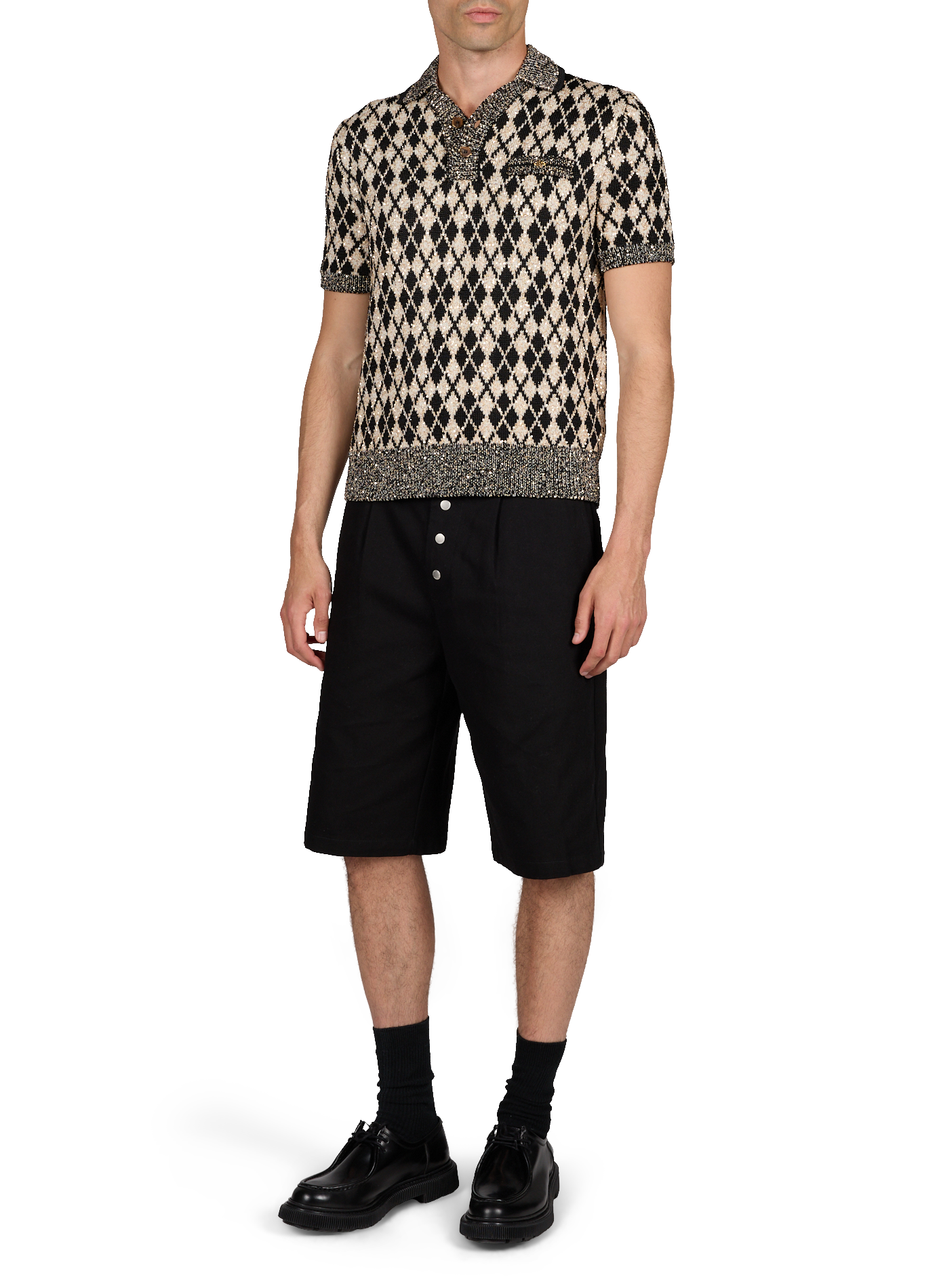 Polo manches courtes à sequins AMIRI Noir