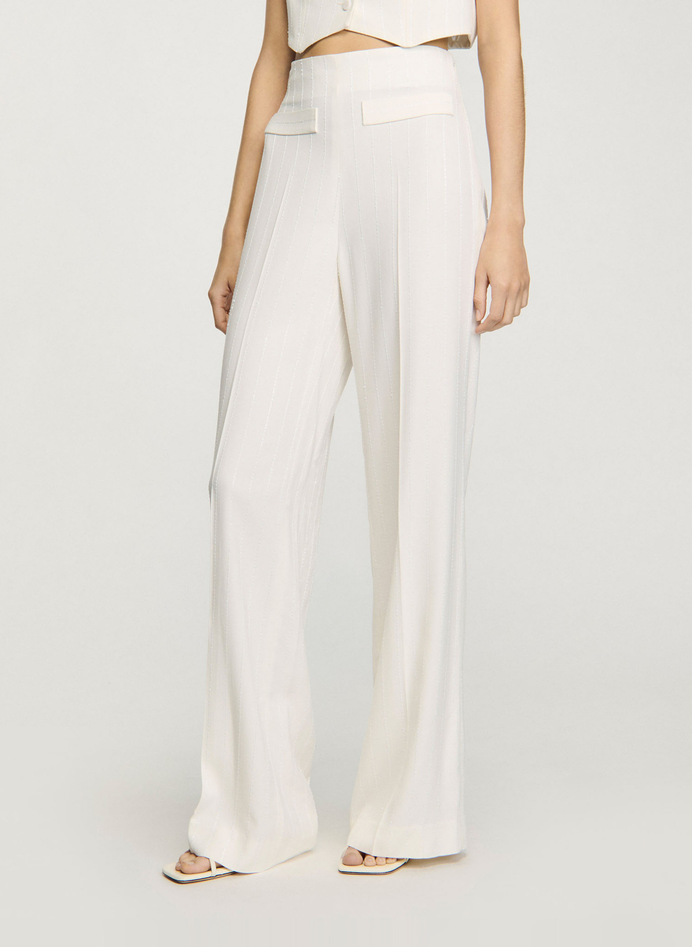 Pantalon de costume droit à sequins SANDRO Beige