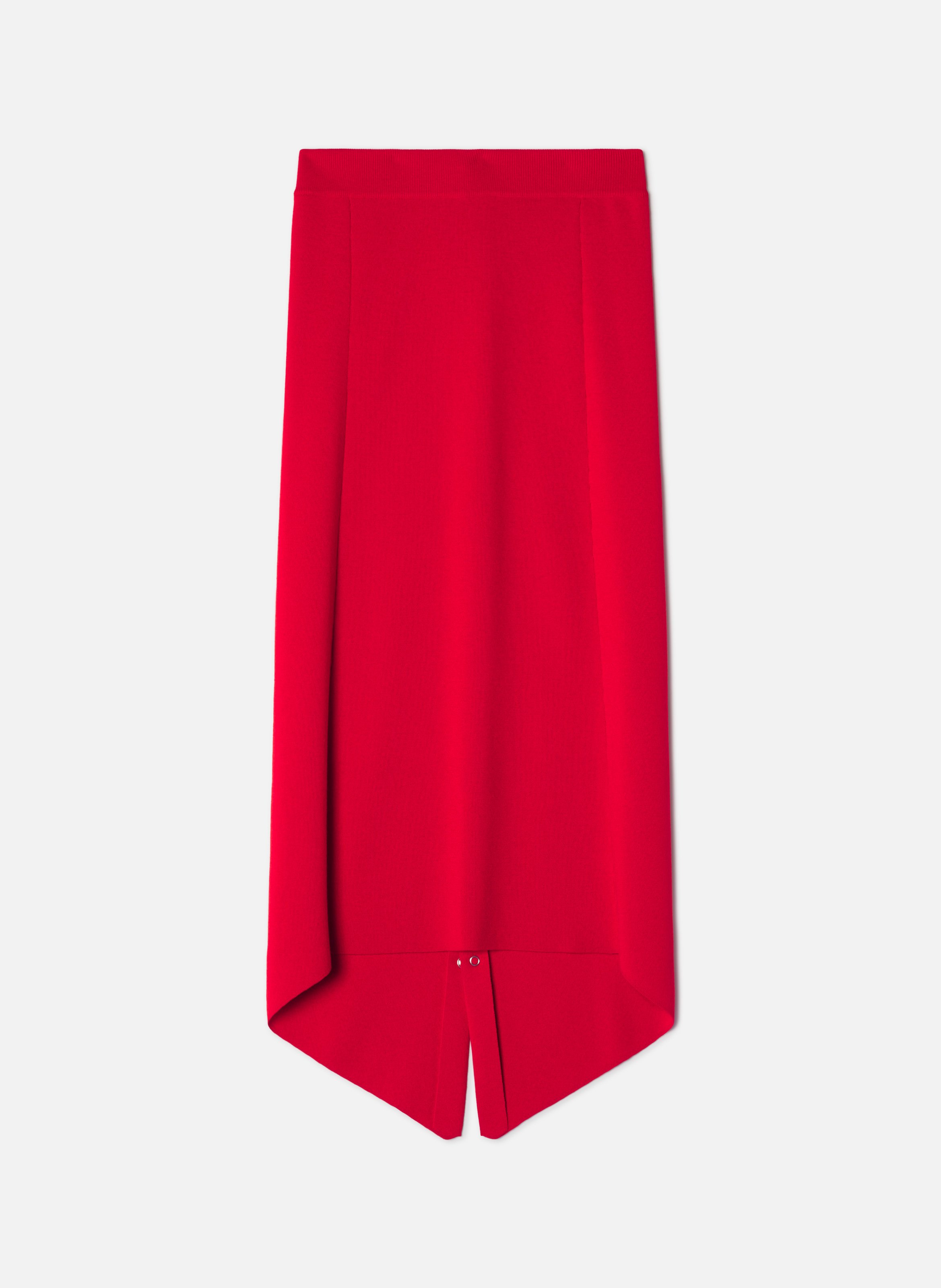 Jupe longue boutonnée en laine mérinos LANVIN Rouge