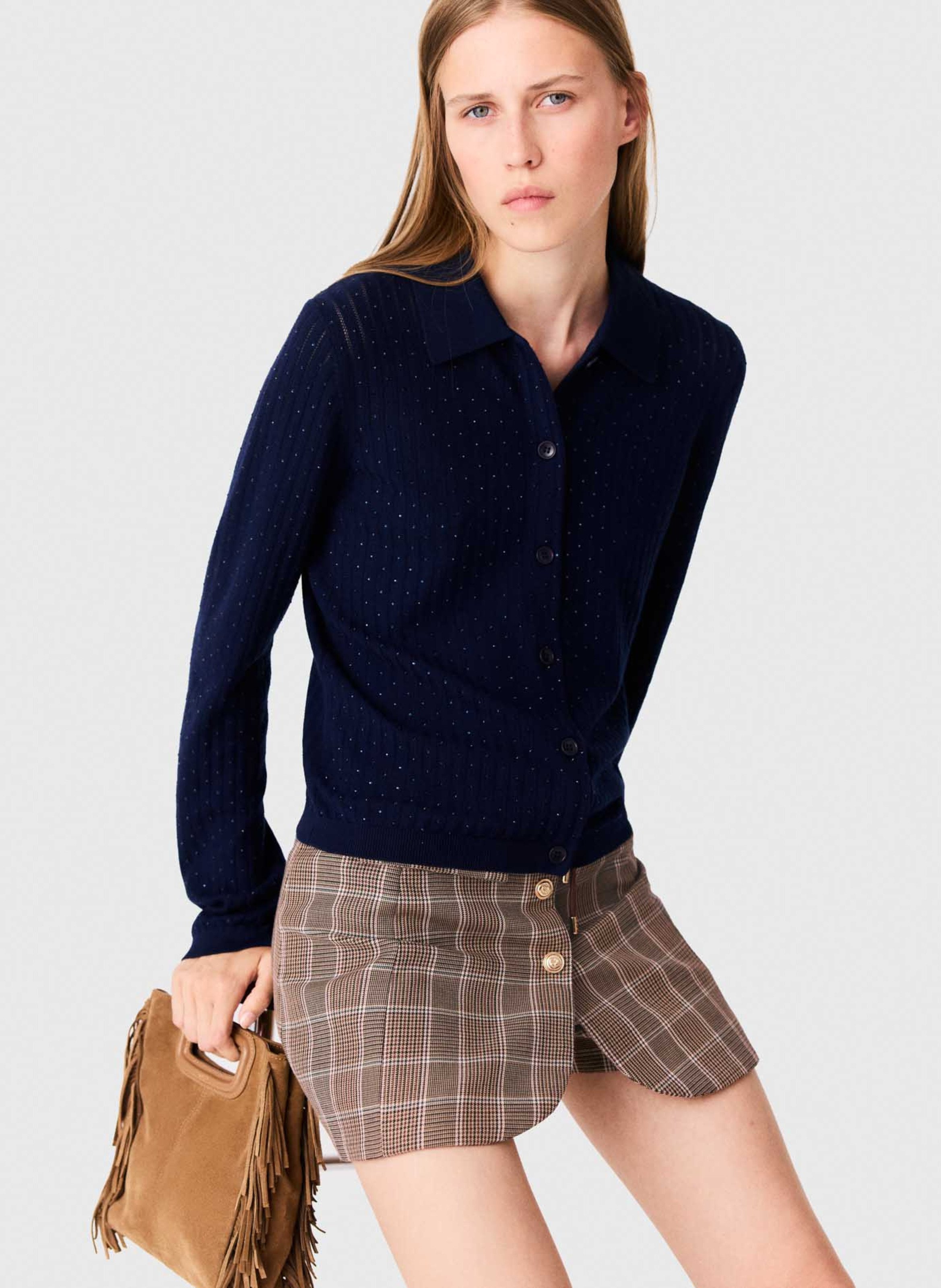 Cardigan en laine mélangée MAJE Bleu
