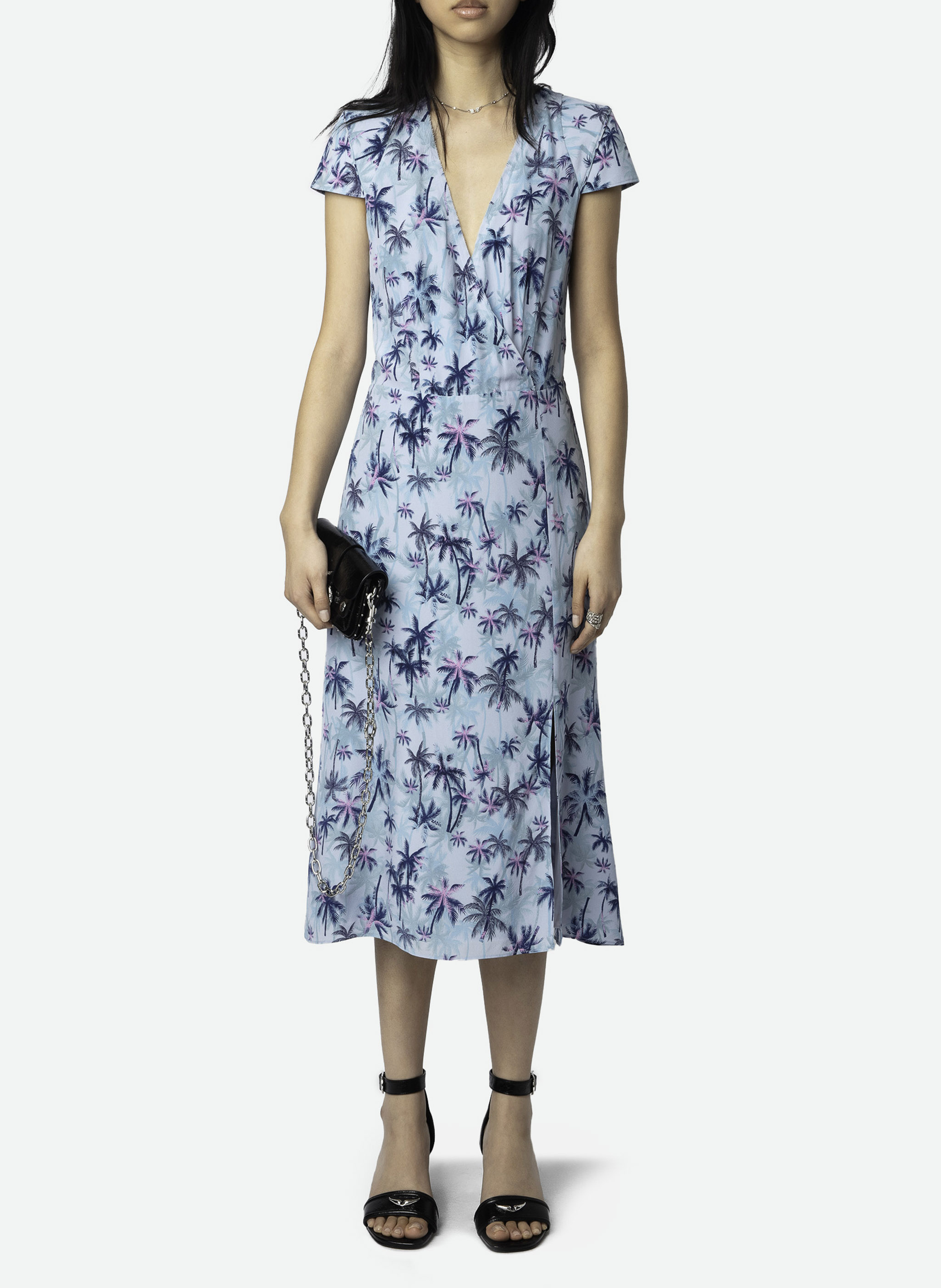 Midi Seidenkleid mit V-Ausschnitt, Rapaz ZADIG&VOLTAIRE Blau