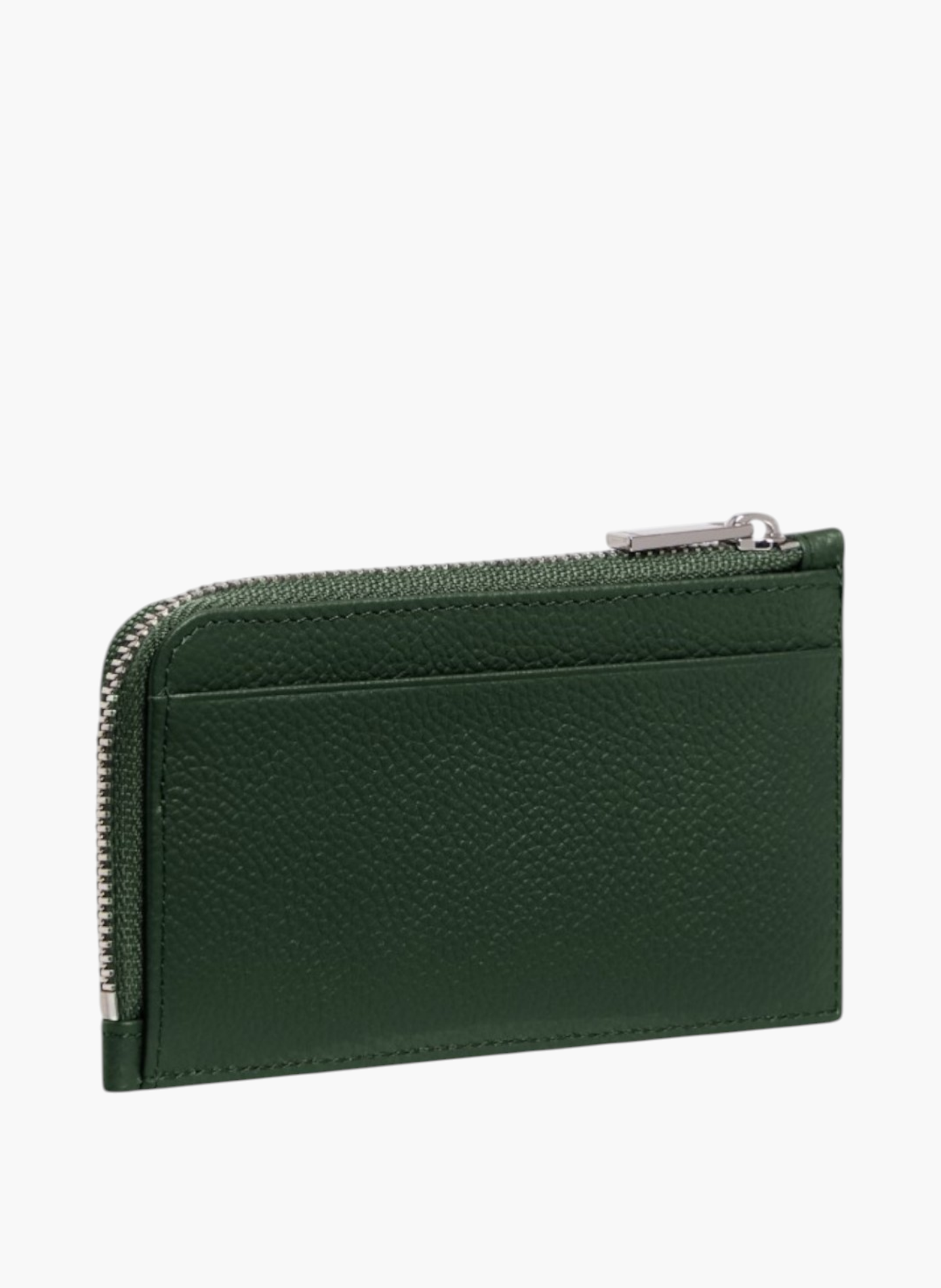 Porte cartes large zippé lucien en cuir grainé LE TANNEUR Vert