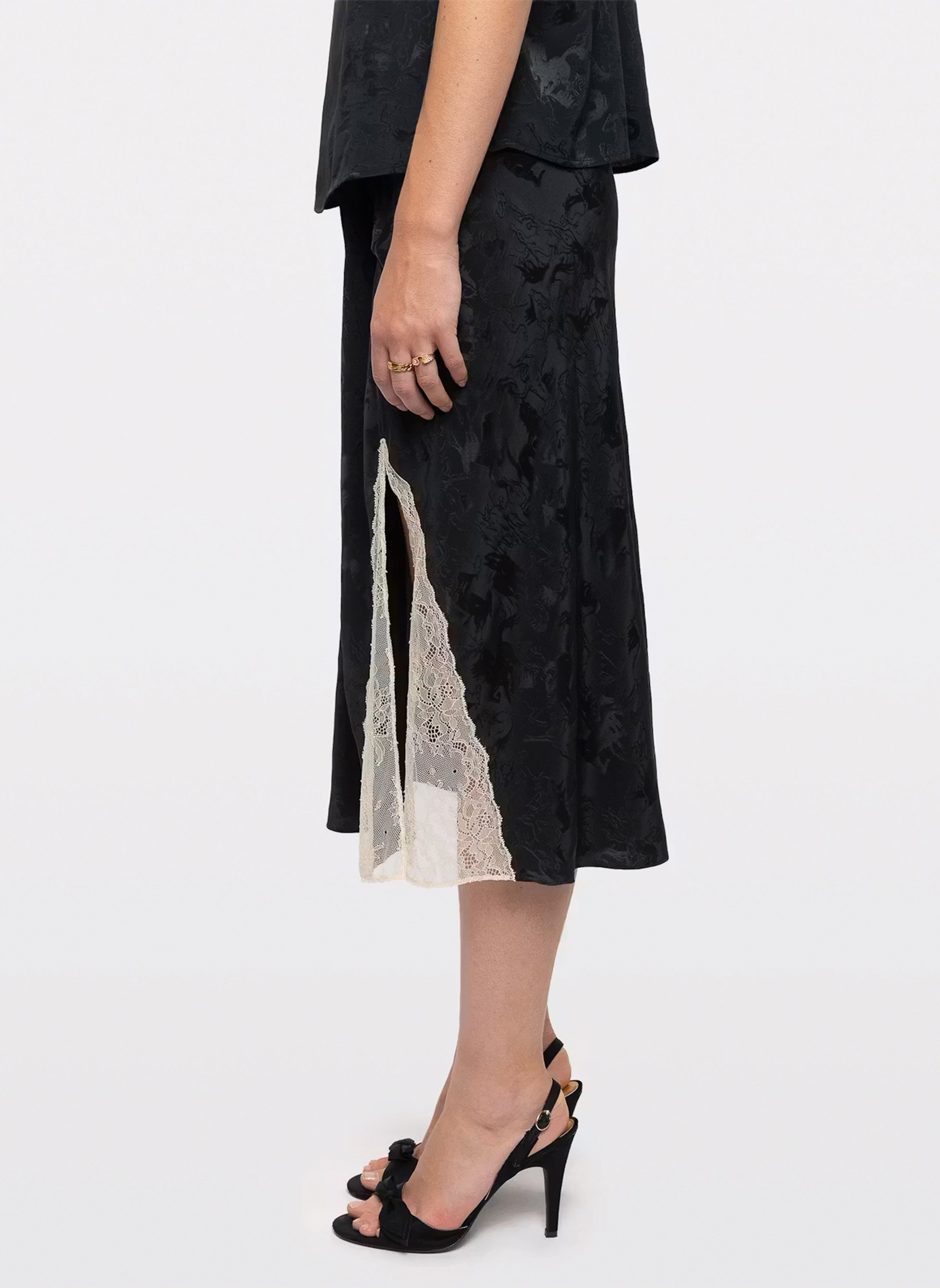 Lange zijden rok met jayla-print ZADIG&VOLTAIRE Groen