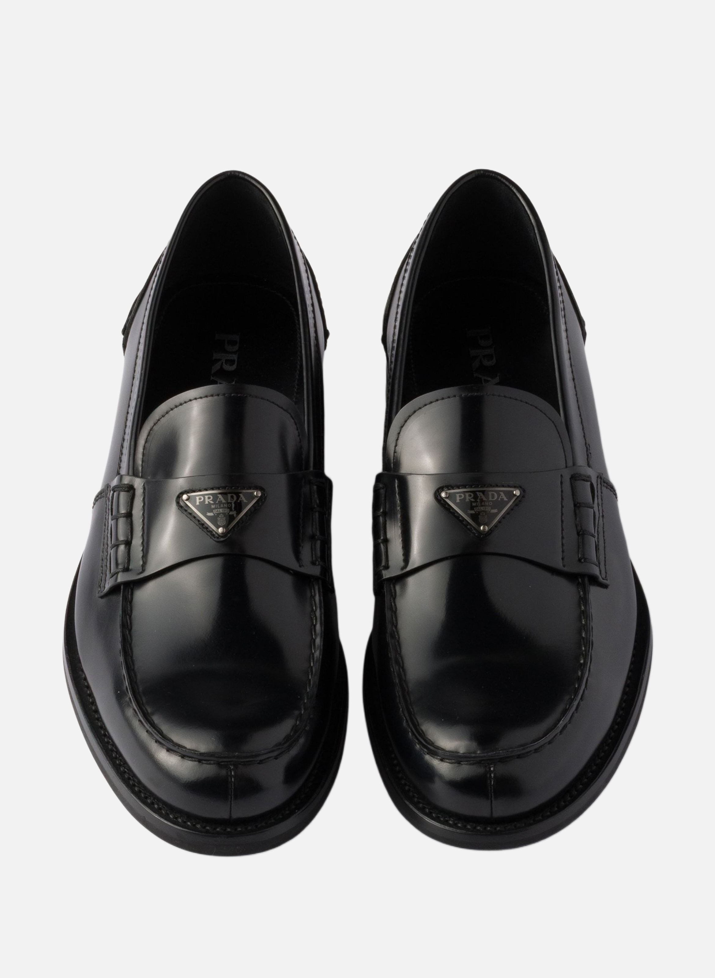 Mocassins en cuir brossé PRADA Noir