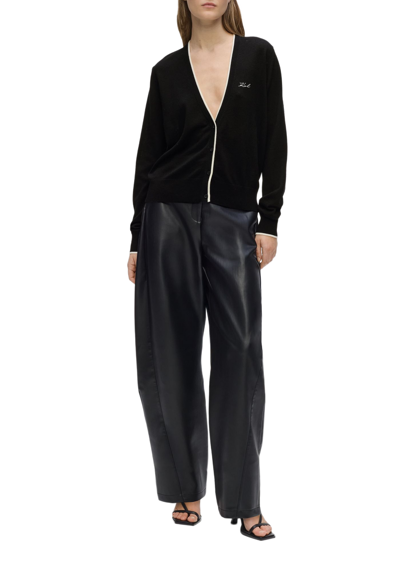 V-neck wool vest KARL LAGERFELD Black
