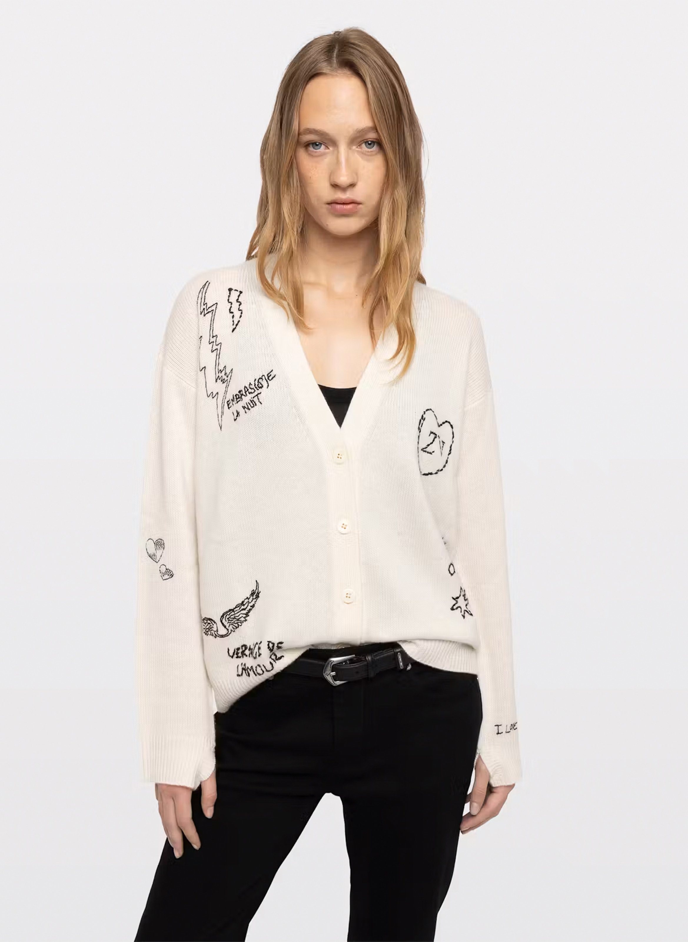 Cardigan ample à motifs brodés en cachemire mirkaz ZADIG&VOLTAIRE Beige