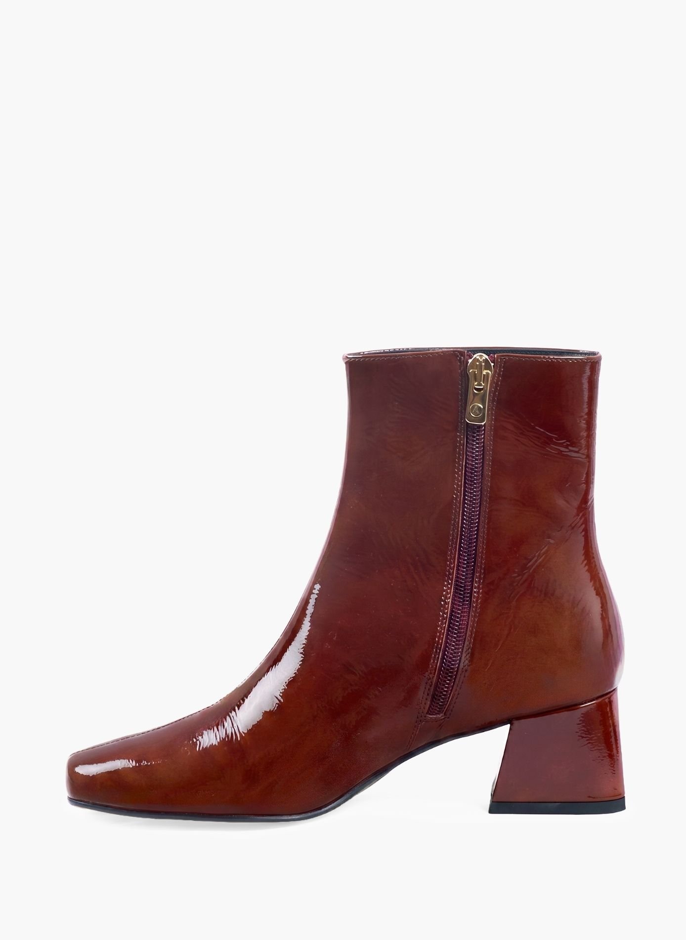 Bottines moyen talon carré diane cuir vernis JULES & JENN Rouge