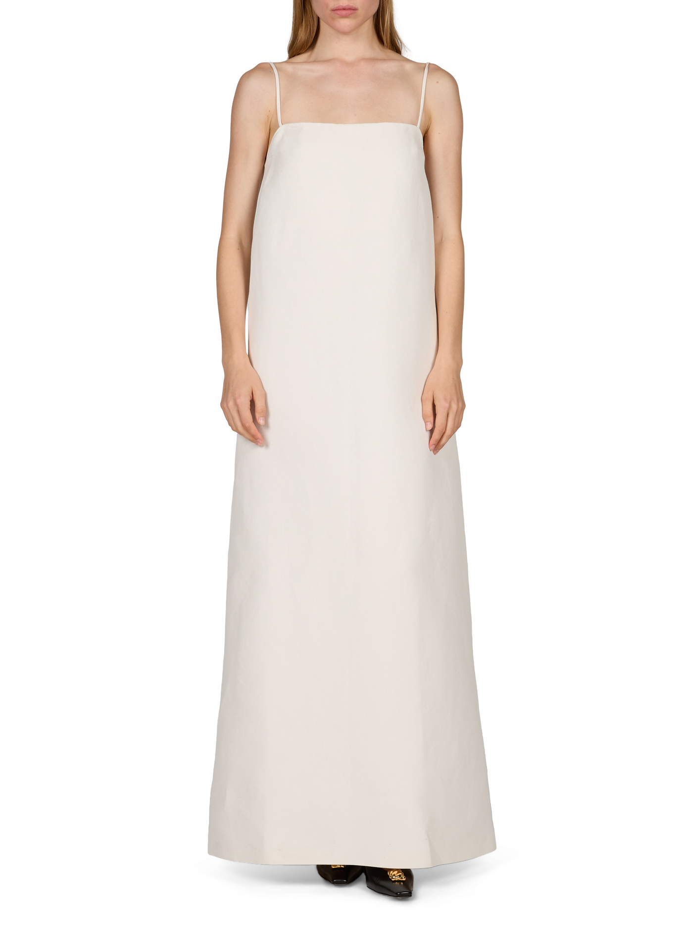 Robe longue décolleté dos en soie mélangée CALVIN KLEIN COLLECTION Blanc