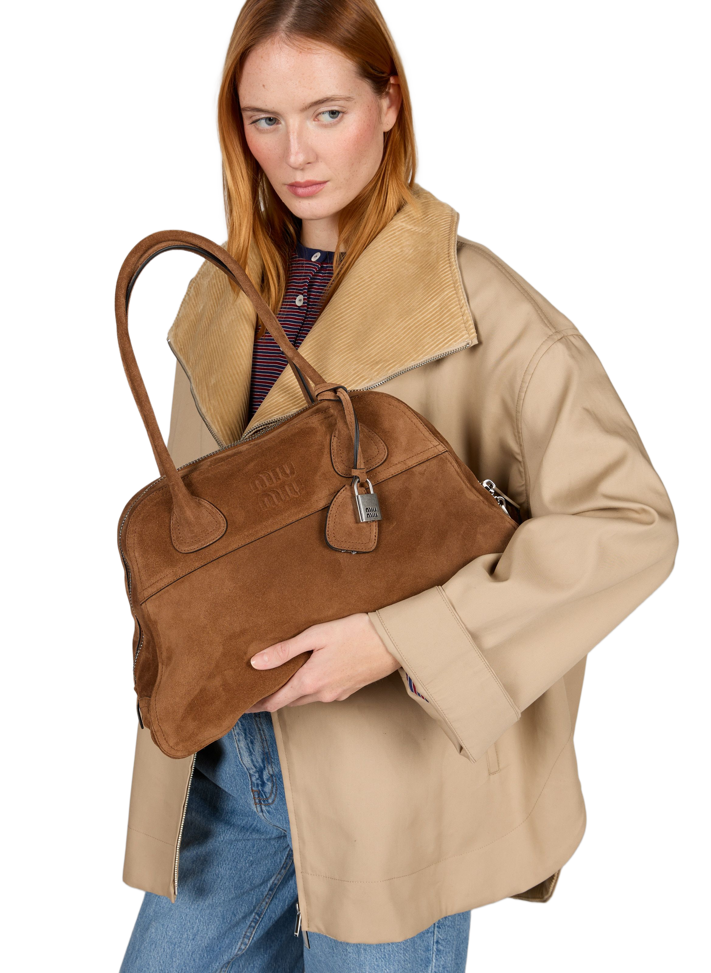 Vivant-tas van suèdeleer MIU MIU Bruin