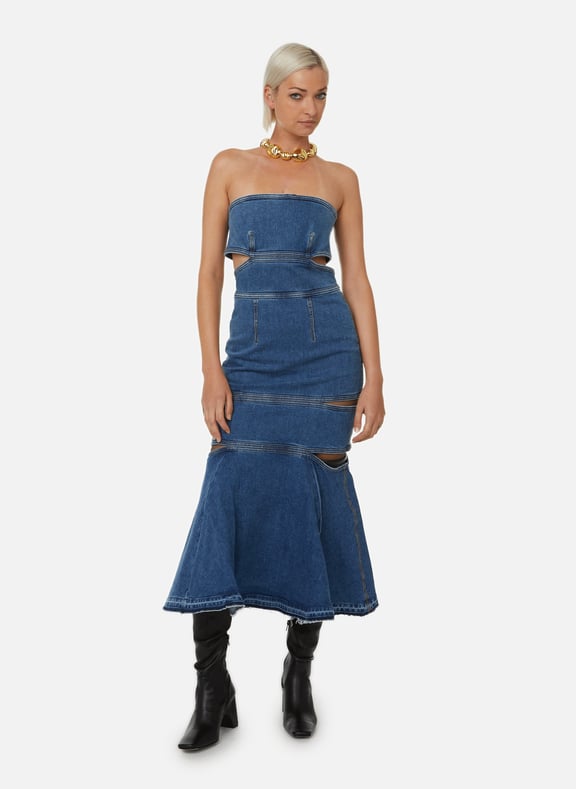 Blue Denim dress with cut outs