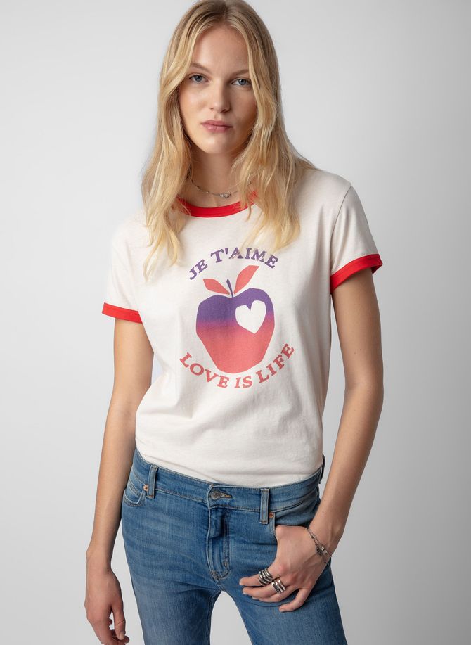 Tee-shirt col rond sérigraphié en coton mélangé walk ZADIG&VOLTAIRE