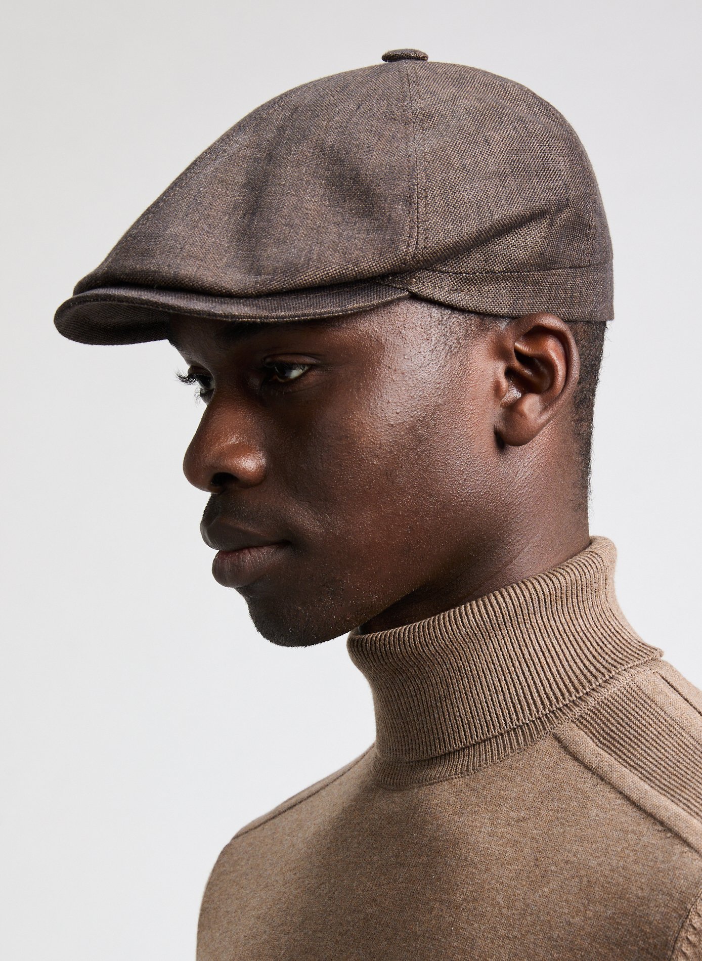 Linen baker boy cap Brown