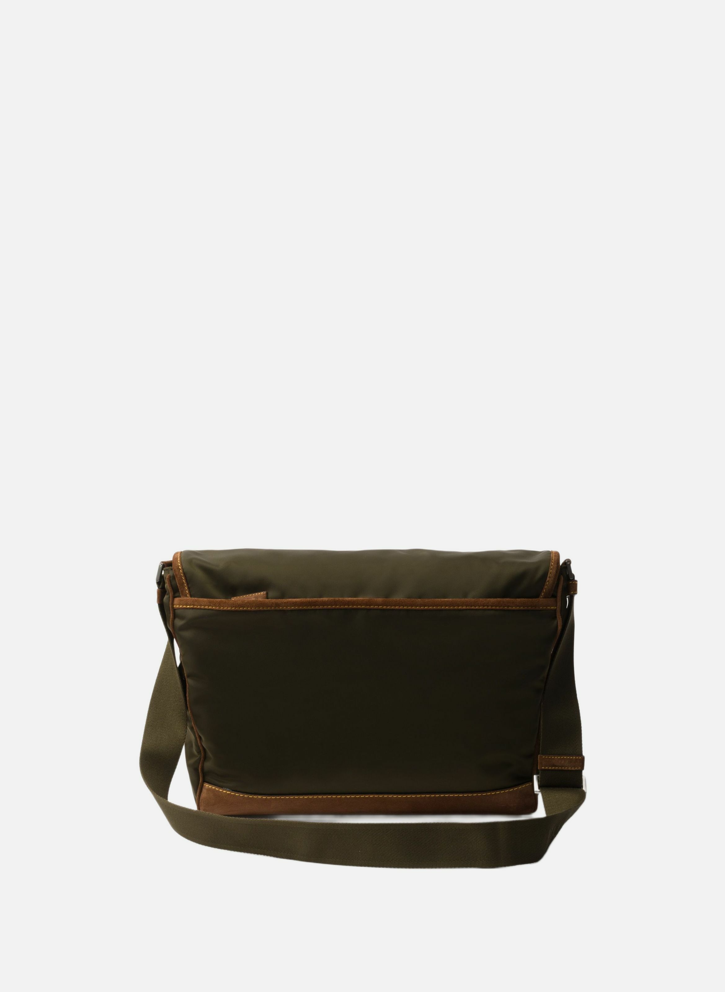 Grand sac porté épaule en re-nylon et veau velours PRADA Vert