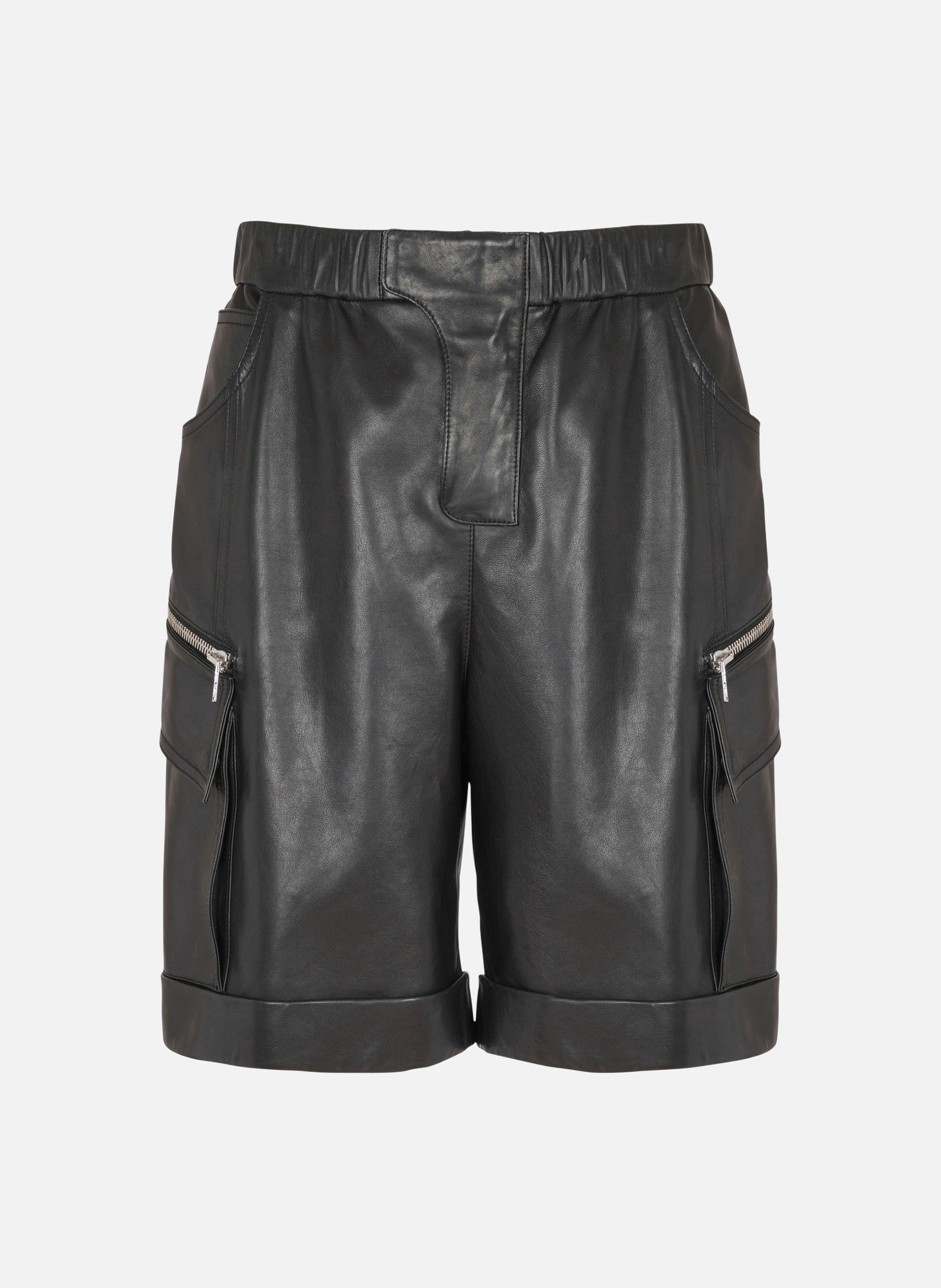 Bermuda cargo en cuir BALMAIN Noir