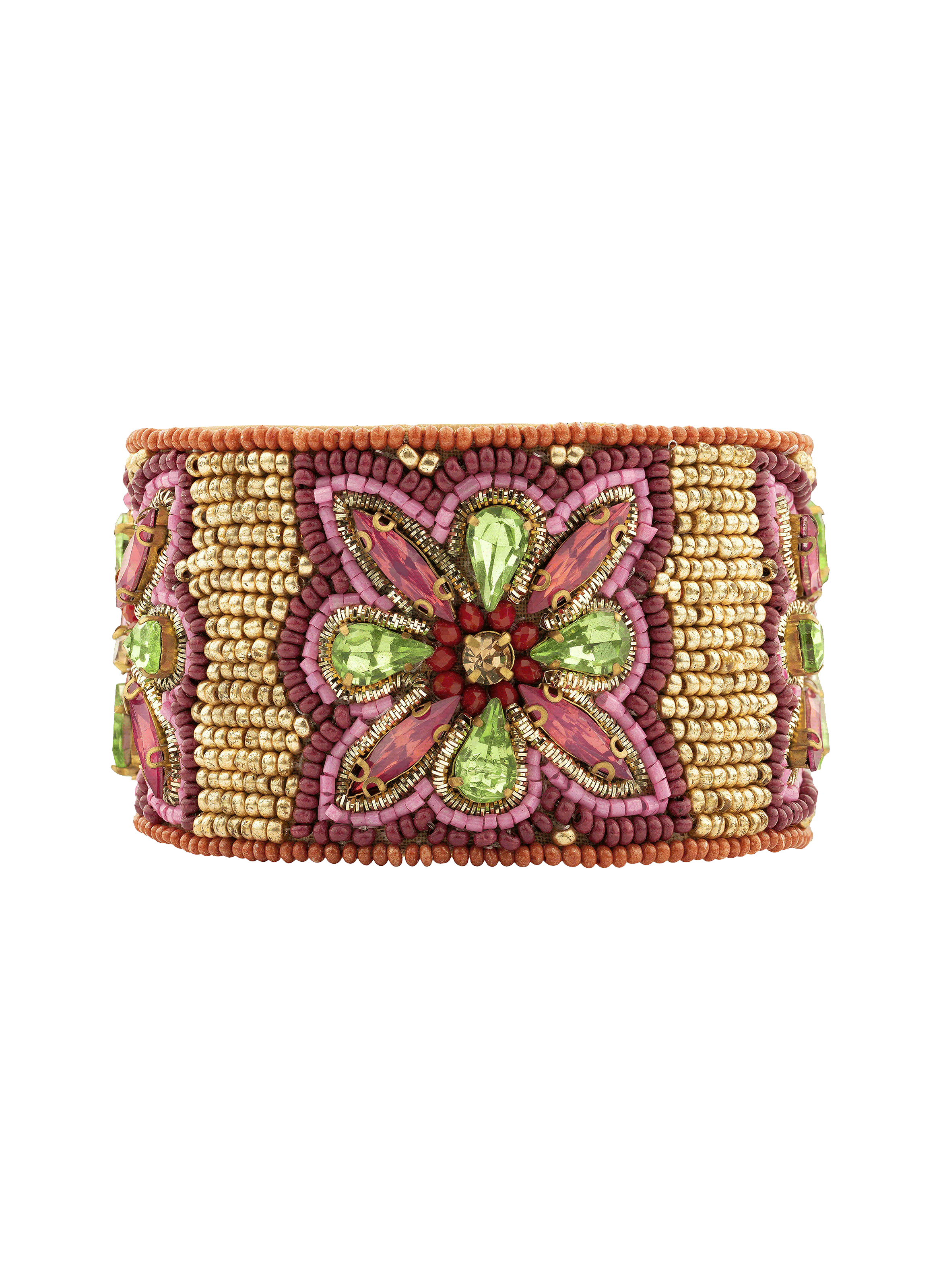 HIPANEMA Bracelet manchette réglable perles tissées helianne Rose
