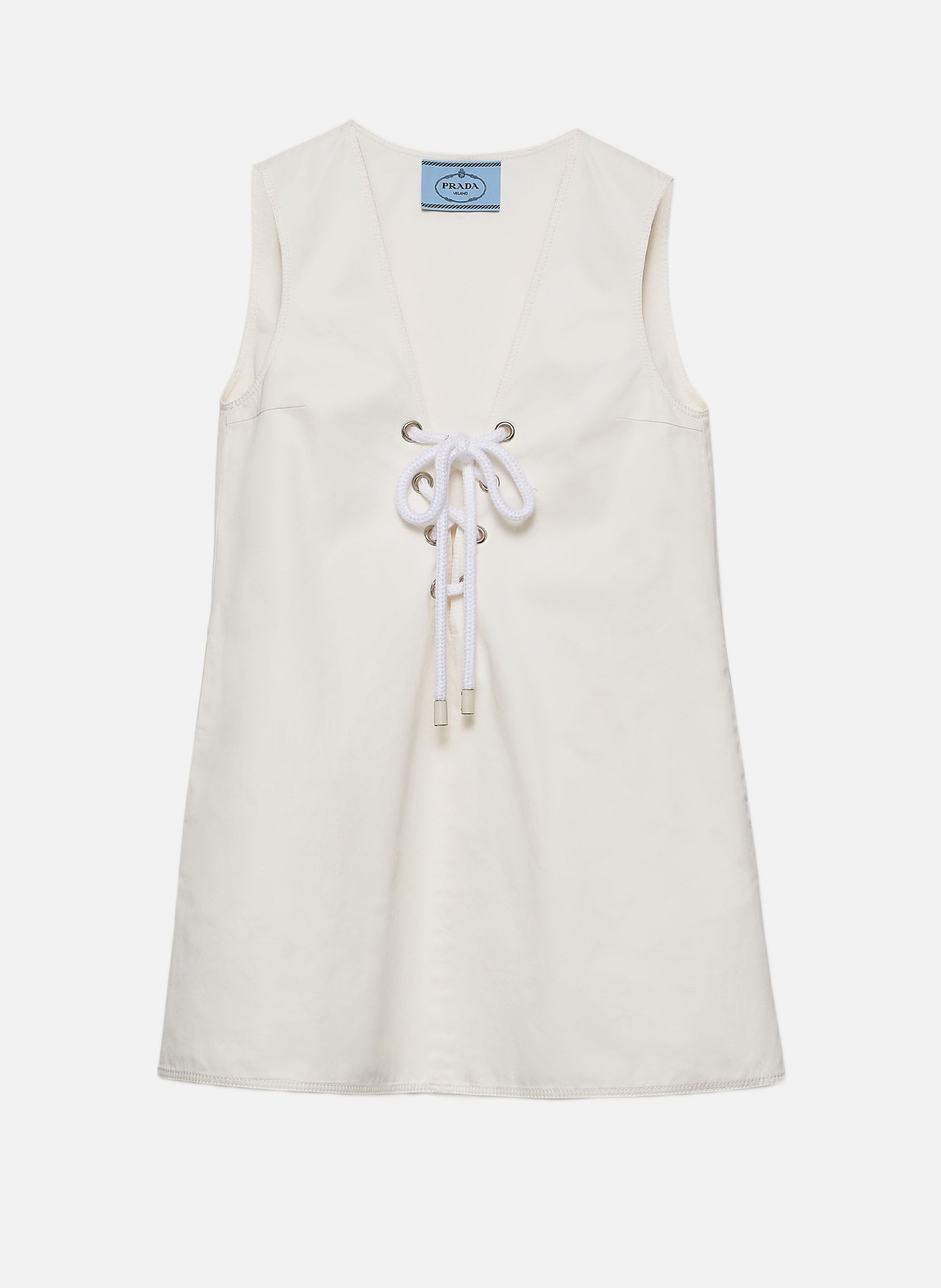 Robe courte en satin vieilli PRADA Blanc