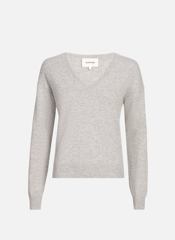 Round neck straight cashmere sweater by Sevene Grey by SAISON 1865 SAISON 1865 Round neck straight cashmere sweater by Sevene Grey