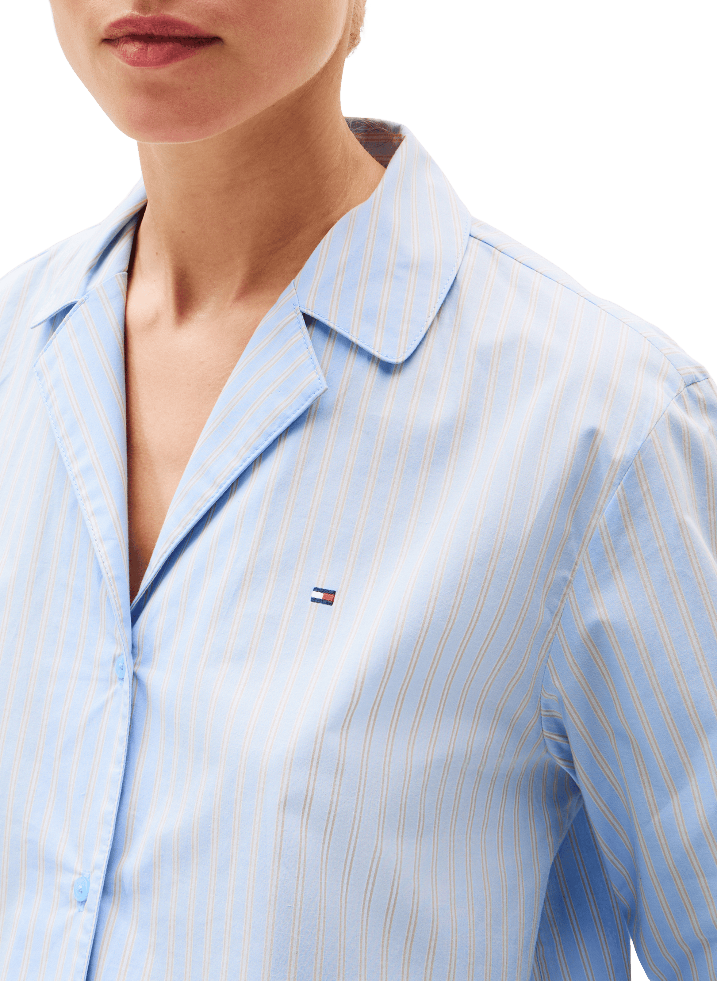 Chemise de pyjama en popeline TOMMY HILFIGER Bleu