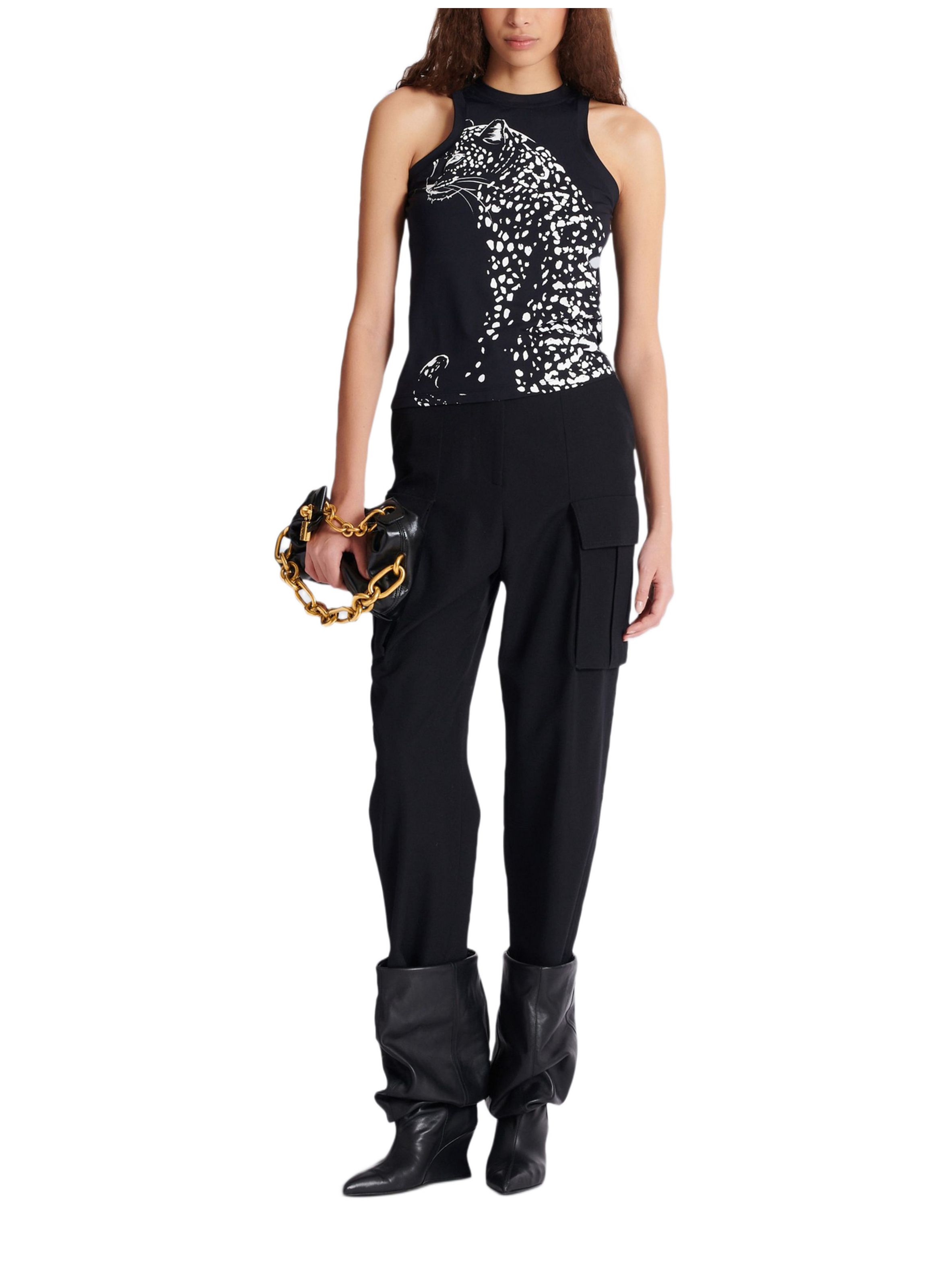 Débardeur imprimé léopard BALMAIN Noir