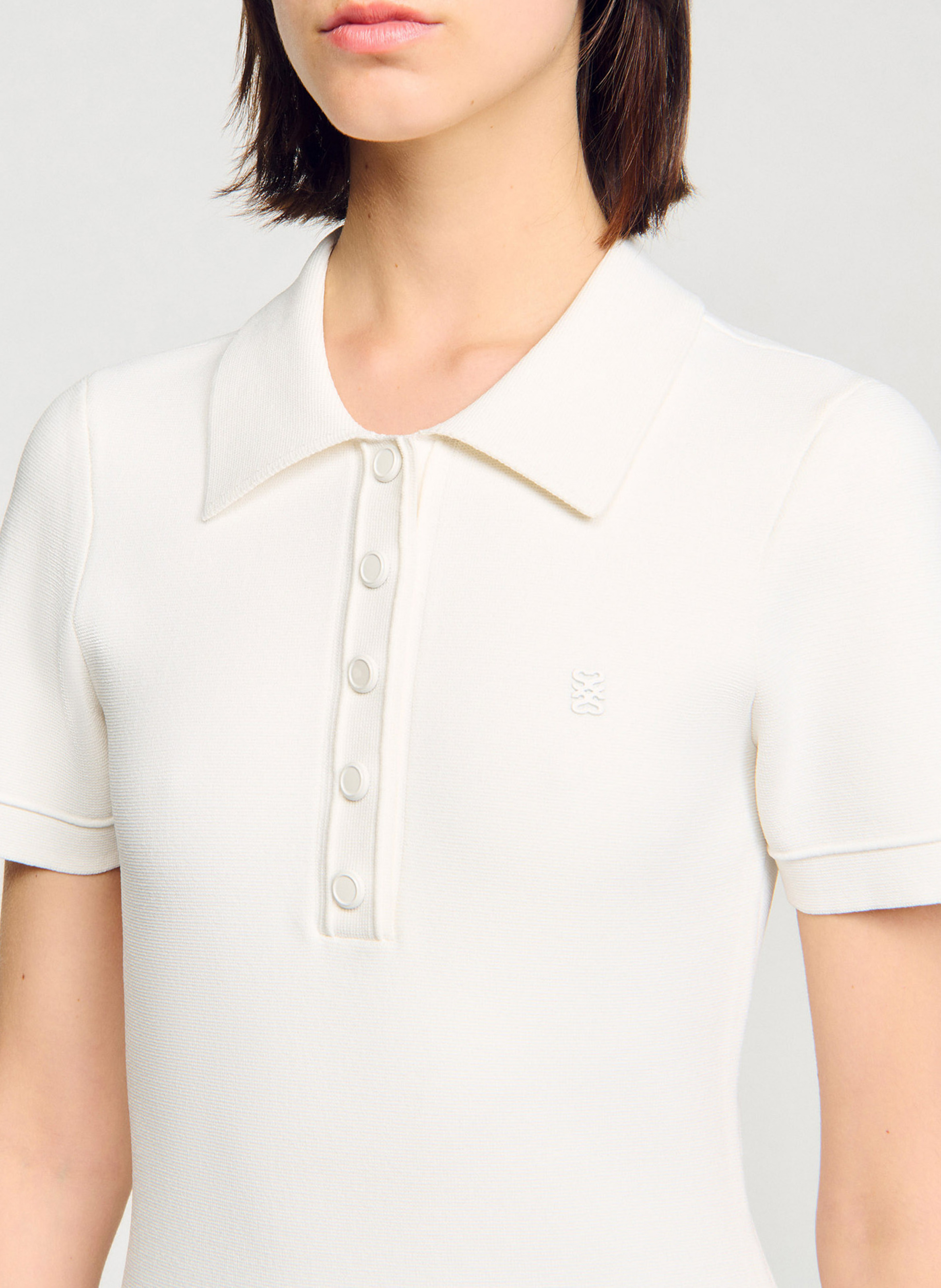 Robe courte col polo SANDRO Blanc