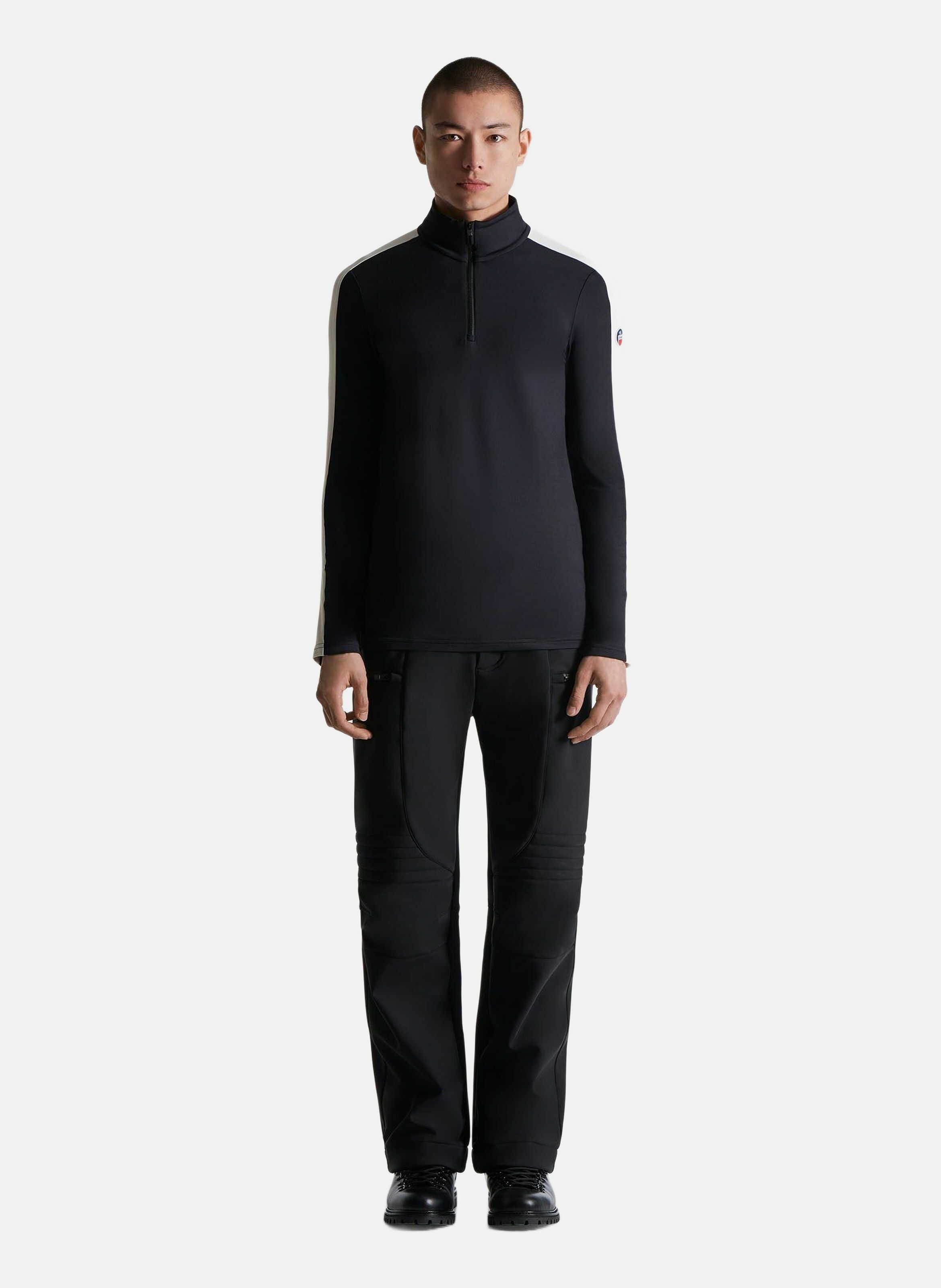 Sous pull de ski alpille col montant coupe ajustée  Noir/neige