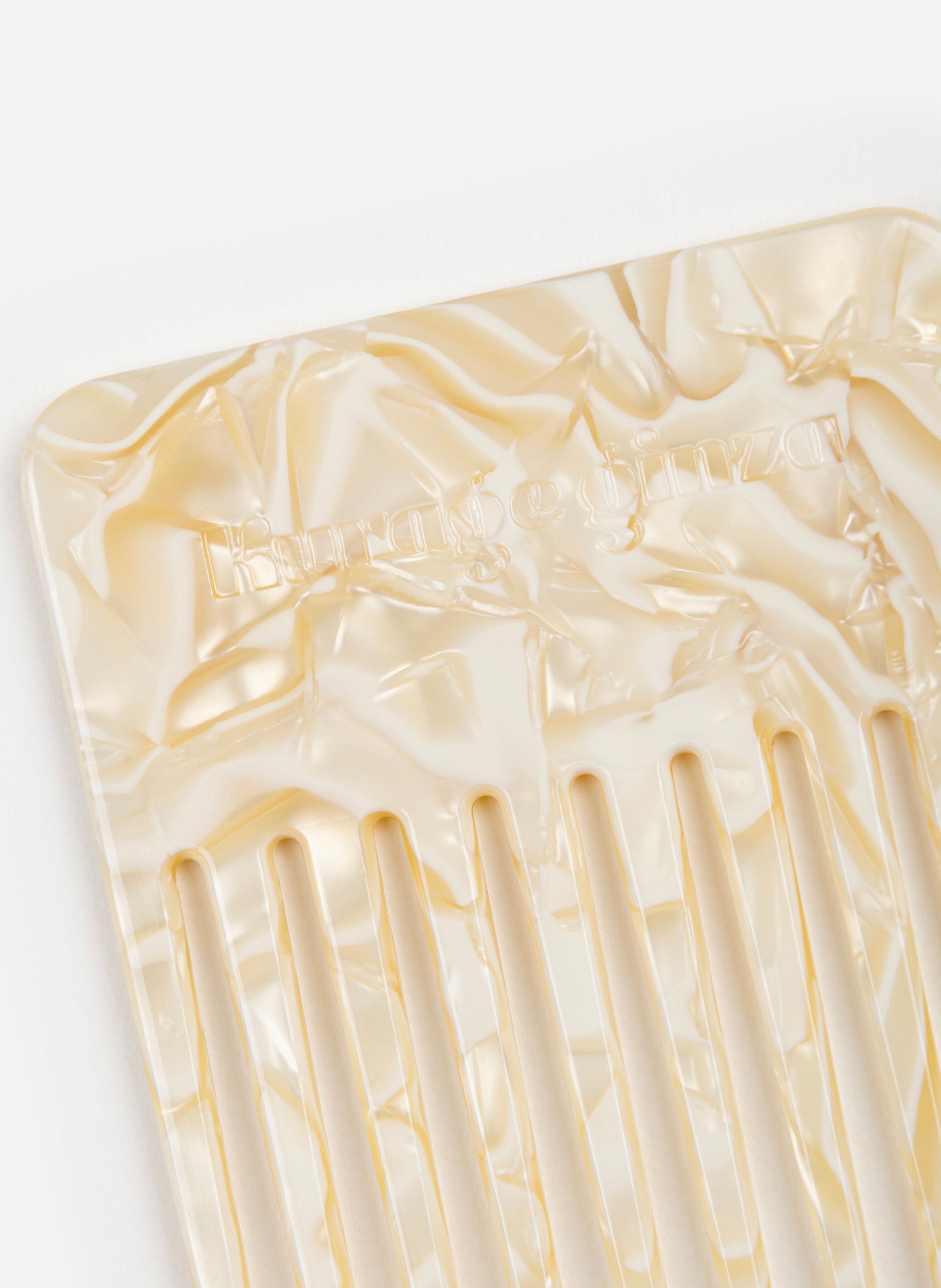 Peigne anémone en acétate de cellulose KURAGE GINZA Beige