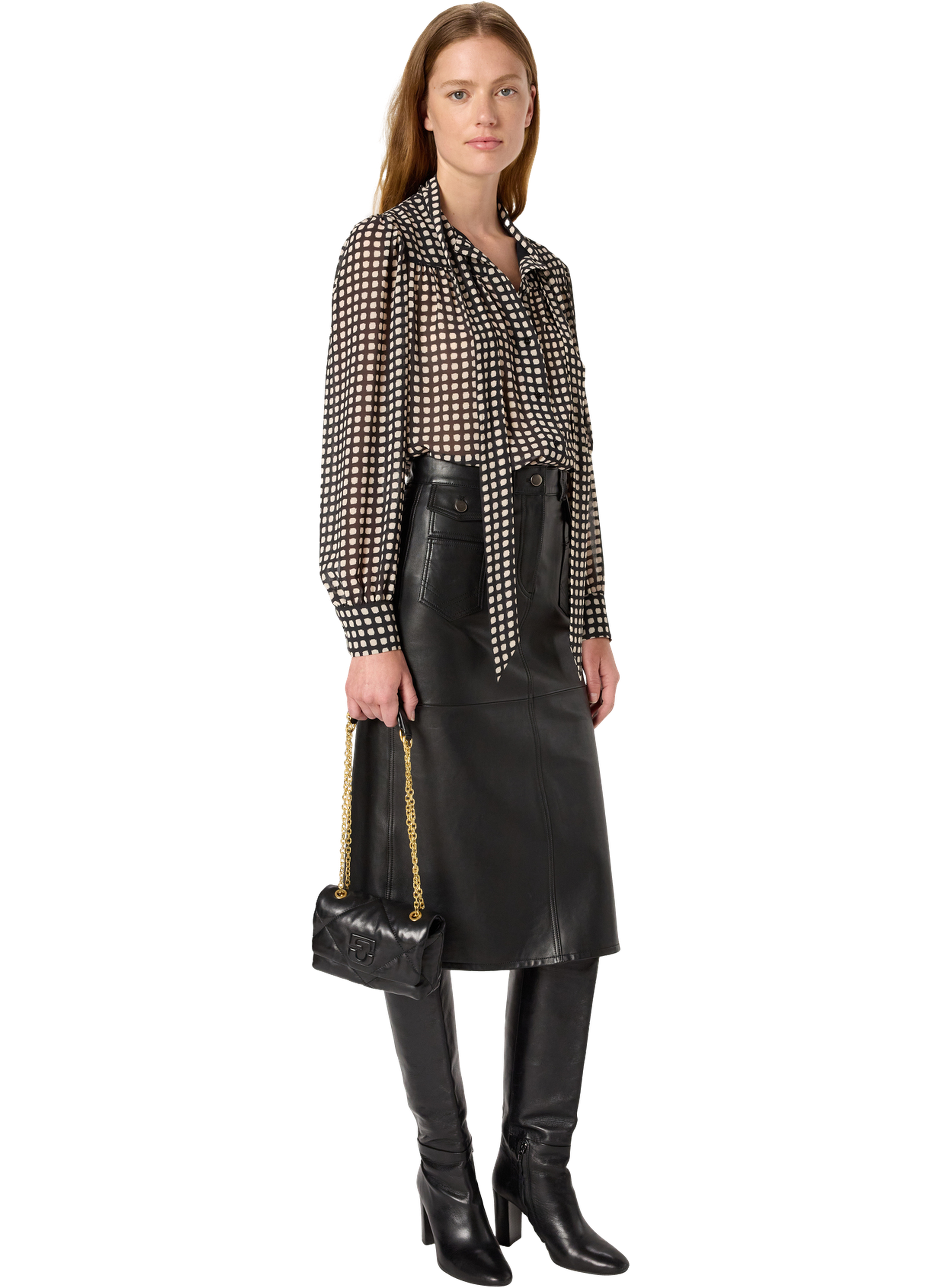 Jupe droite en cuir - emma GERARD DAREL Noir