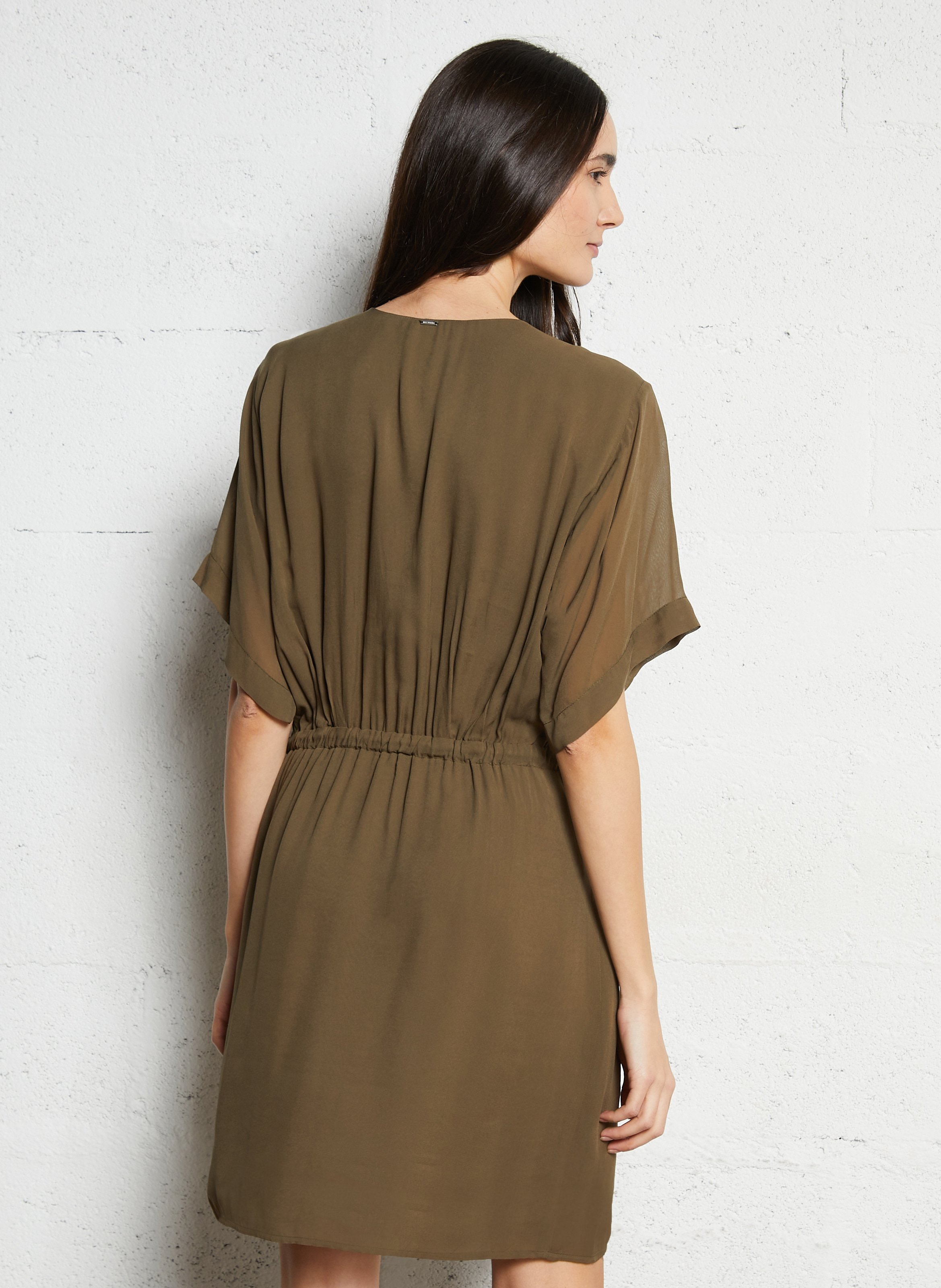 Robe courte col v IKKS Kaki