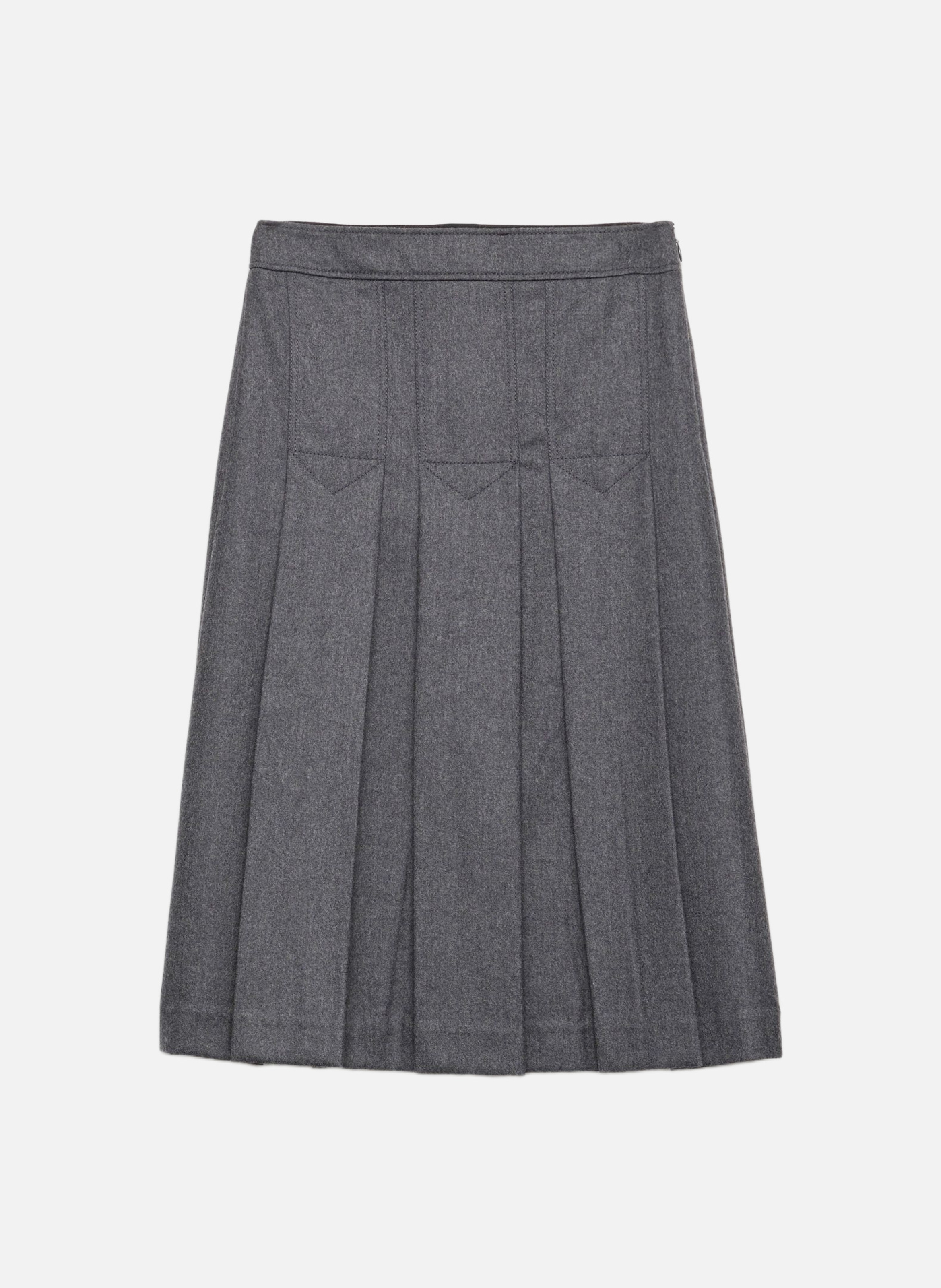Jupe plissée en flanelle PRADA Gris