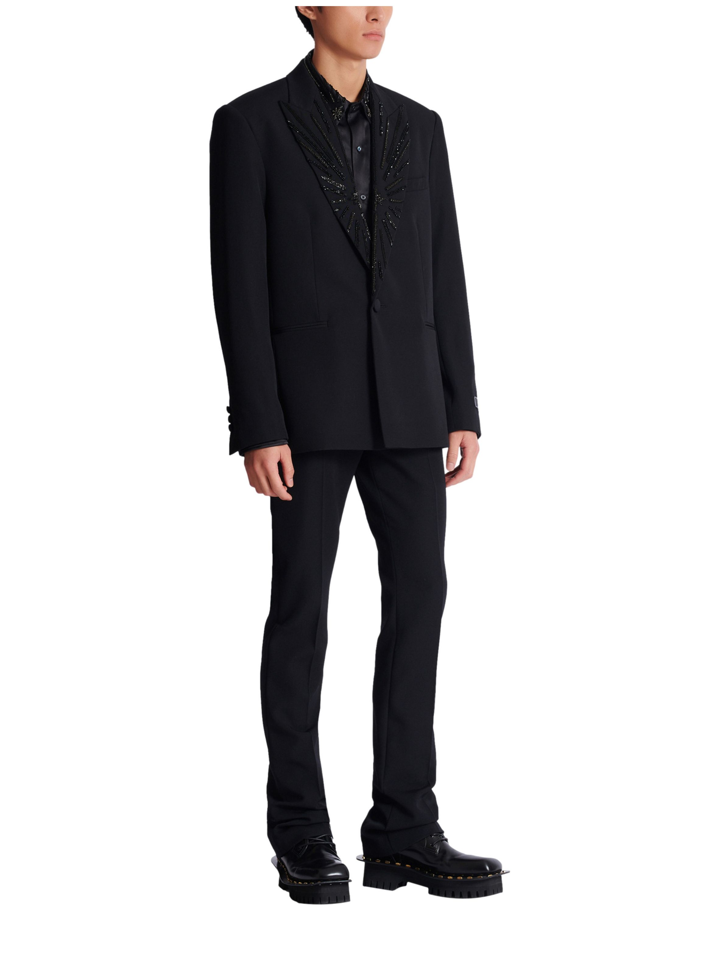 Veste 1 bouton en grain de poudre Noir