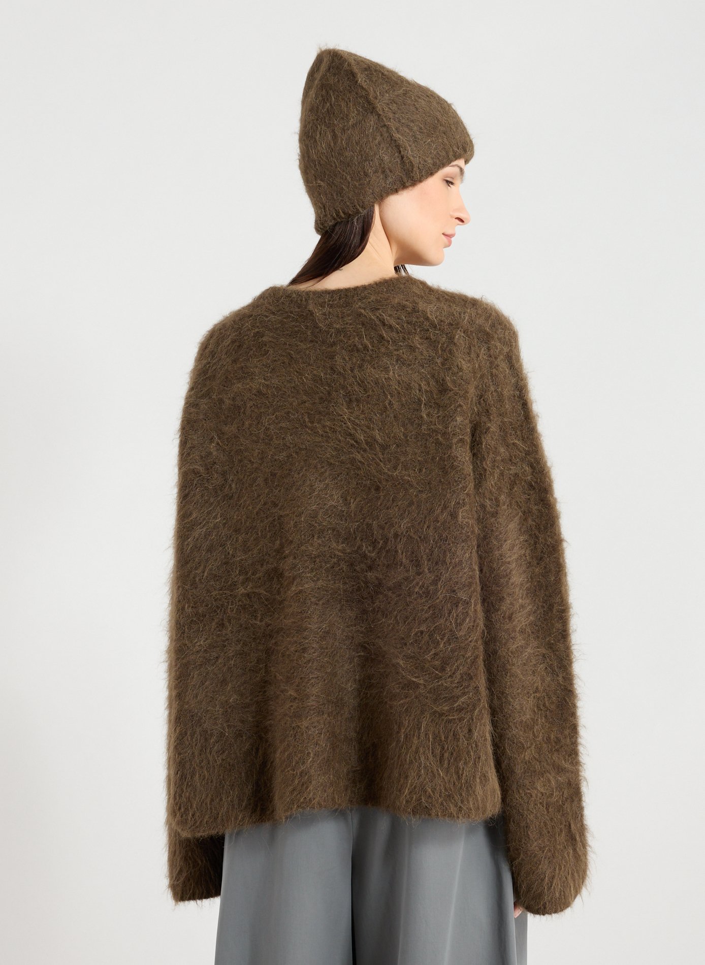 Straight round-neck sweater in blended alpaca wool TOTEME Grey