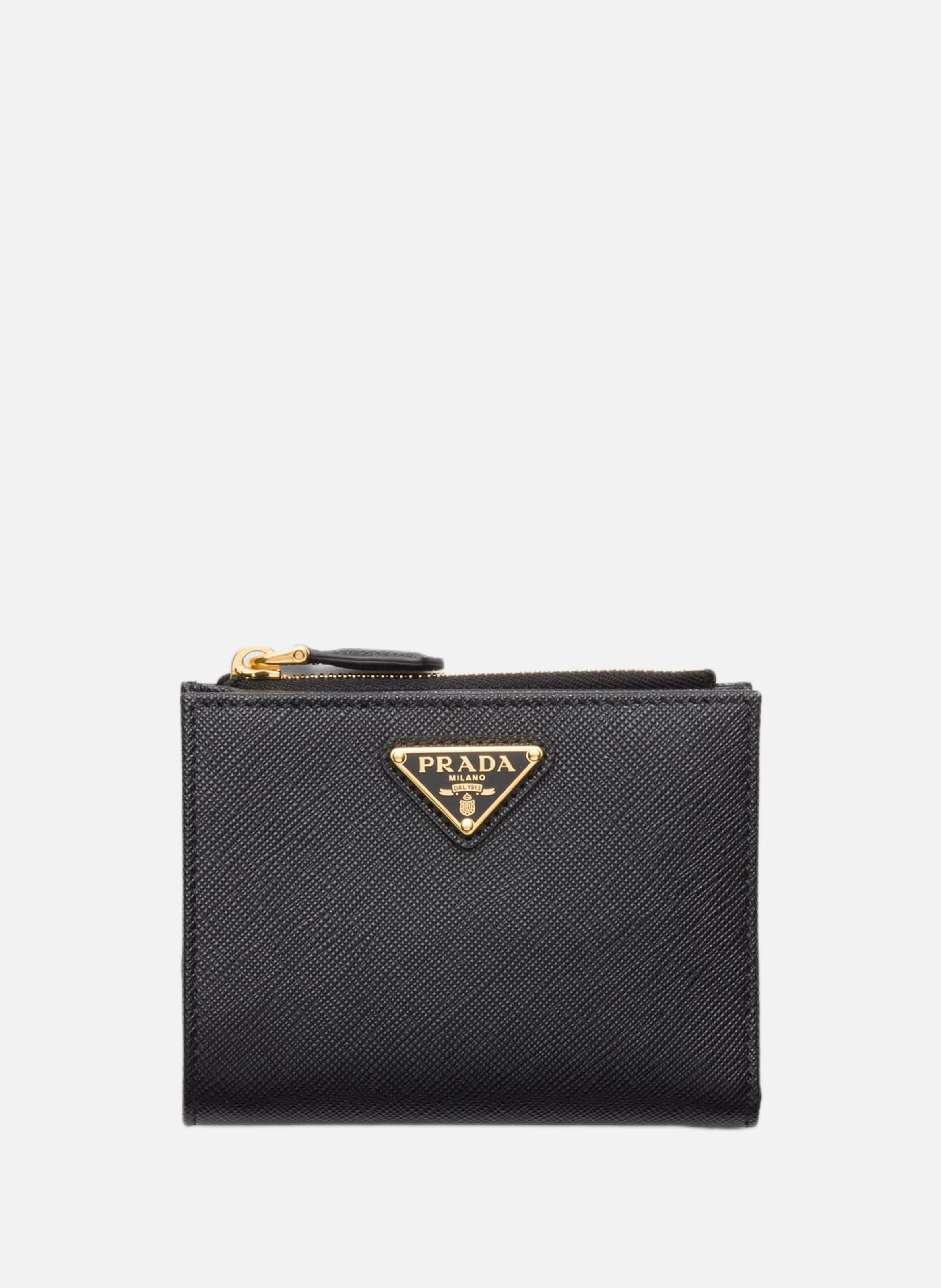 Petit portefeuille en cuir saffiano PRADA Noir